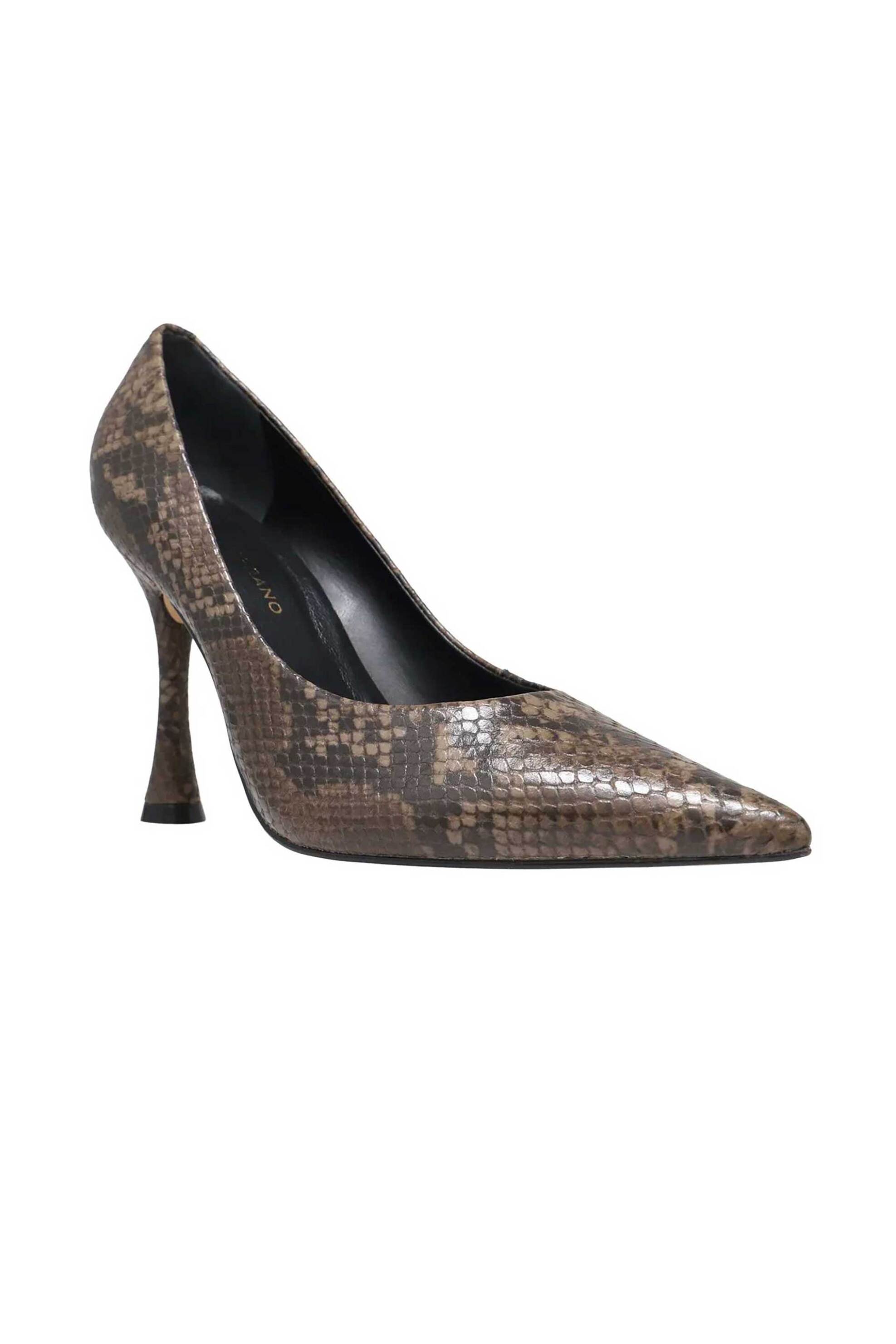 Carrano γυναικείες δερμάτινες γόβες με snake print - 939004B-CABL01 Καφέ
