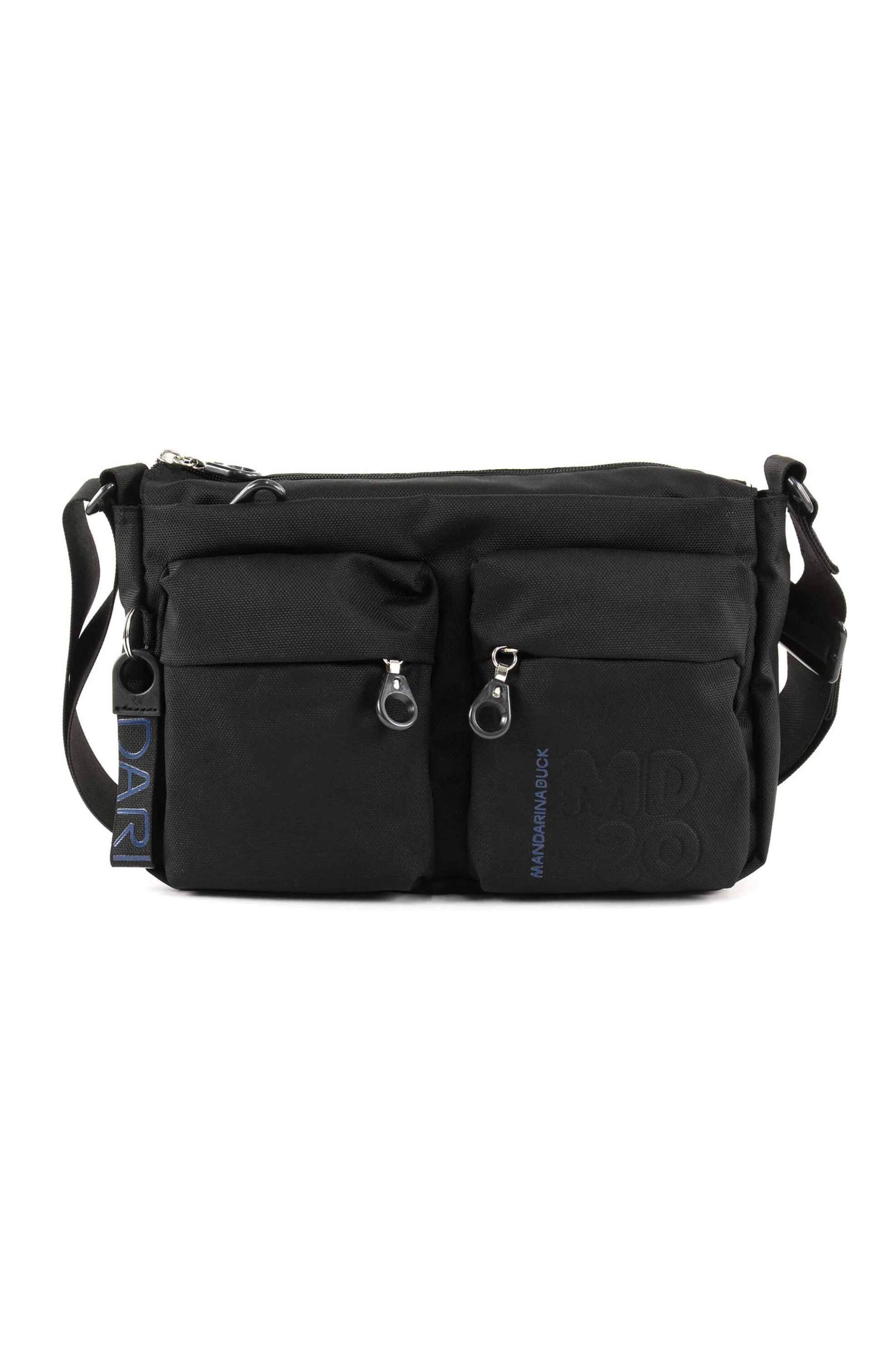 Mandarina Duck γυναικεία τσάντα ώμου με διακοσμητικό μπρελόκ και ανάγλυφο λογότυπο - P10QMTX5 Μαύρο