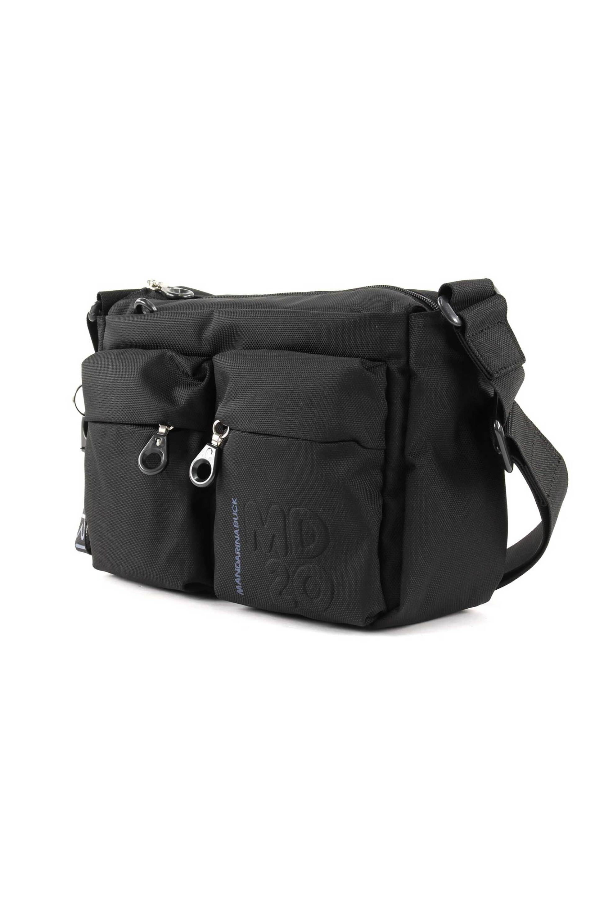Mandarina Duck γυναικεία τσάντα ώμου με διακοσμητικό μπρελόκ και ανάγλυφο λογότυπο - P10QMTX5 Μαύρο