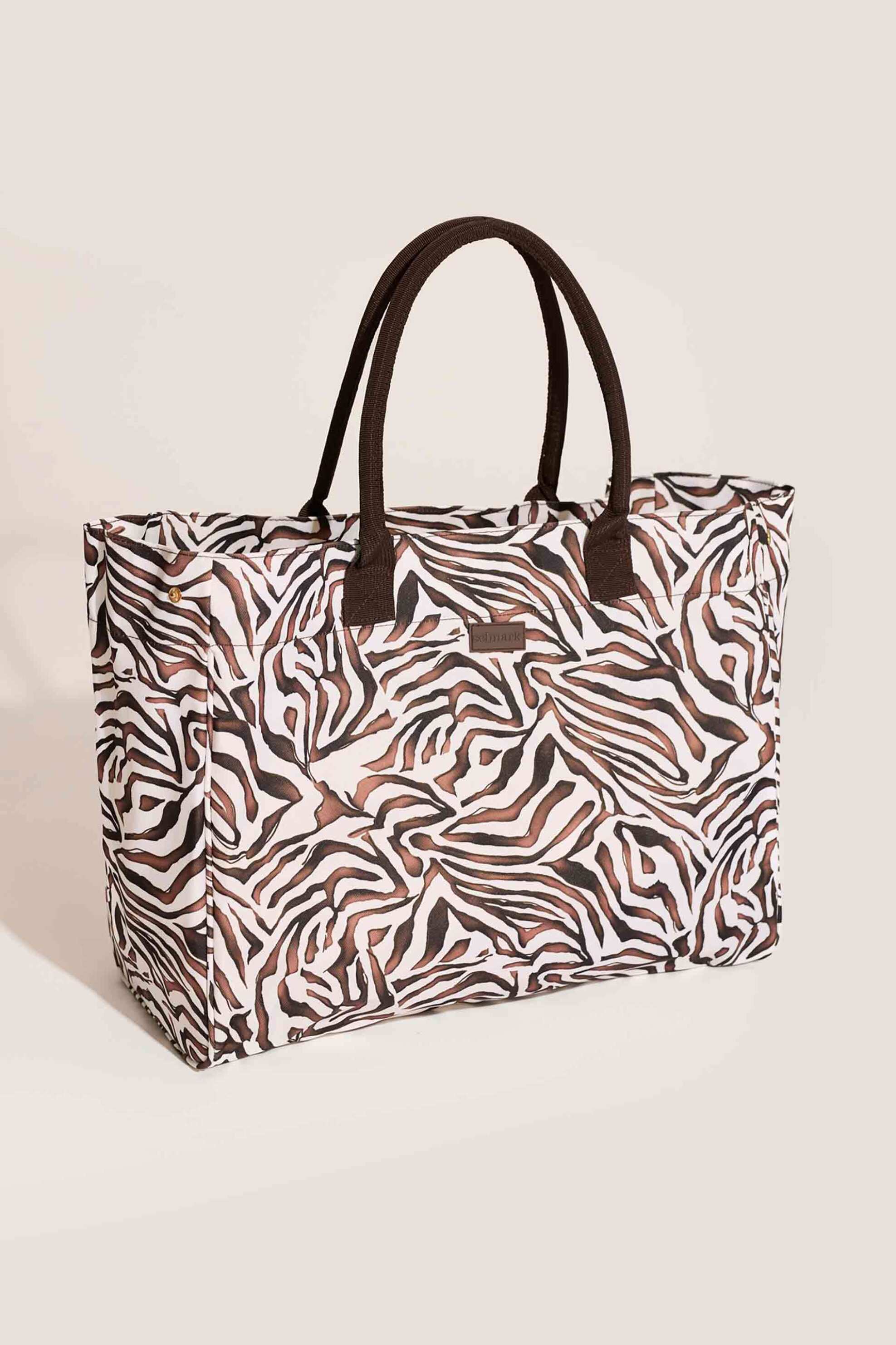 Selmark γυναικεία τσάντα θαλάσσης με animal print - SELM-BC221-126 Λευκό