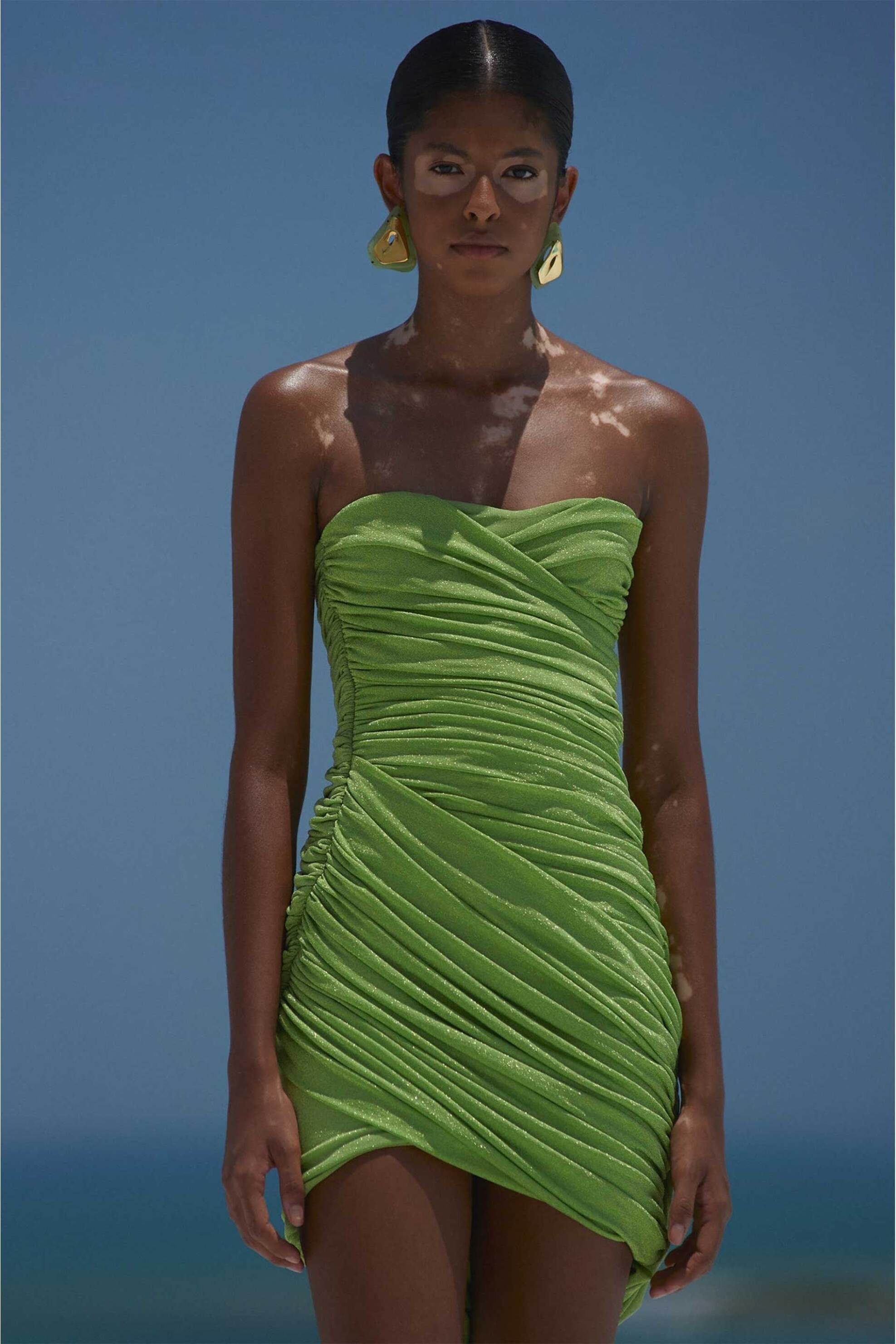 BAOBAB Baobab γυναικείο mini φόρεμα στράπλες ντραπέ "Irene" - IRENE MINI DRESS-21 Πράσινο