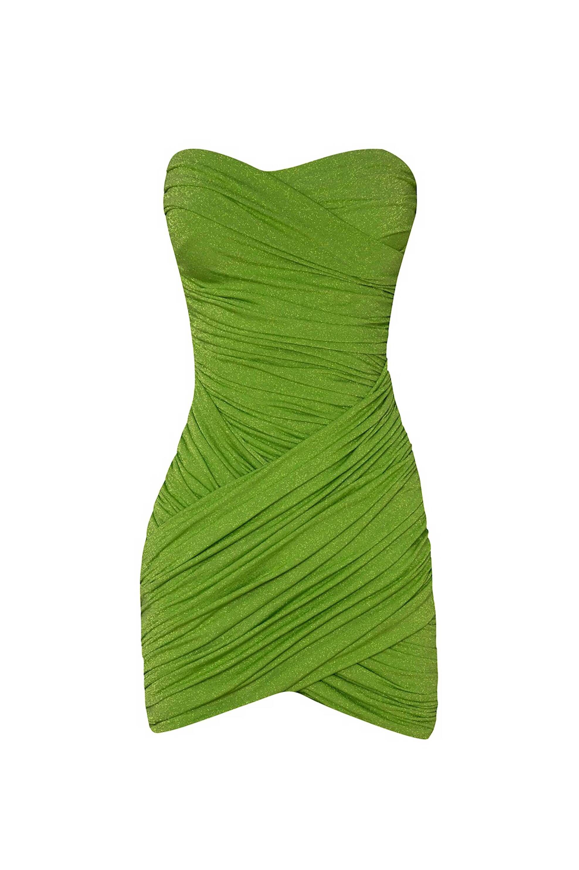 Baobab γυναικείο mini φόρεμα στράπλες ντραπέ "Irene" - IRENE MINI DRESS-21 Πράσινο φωτογραφία