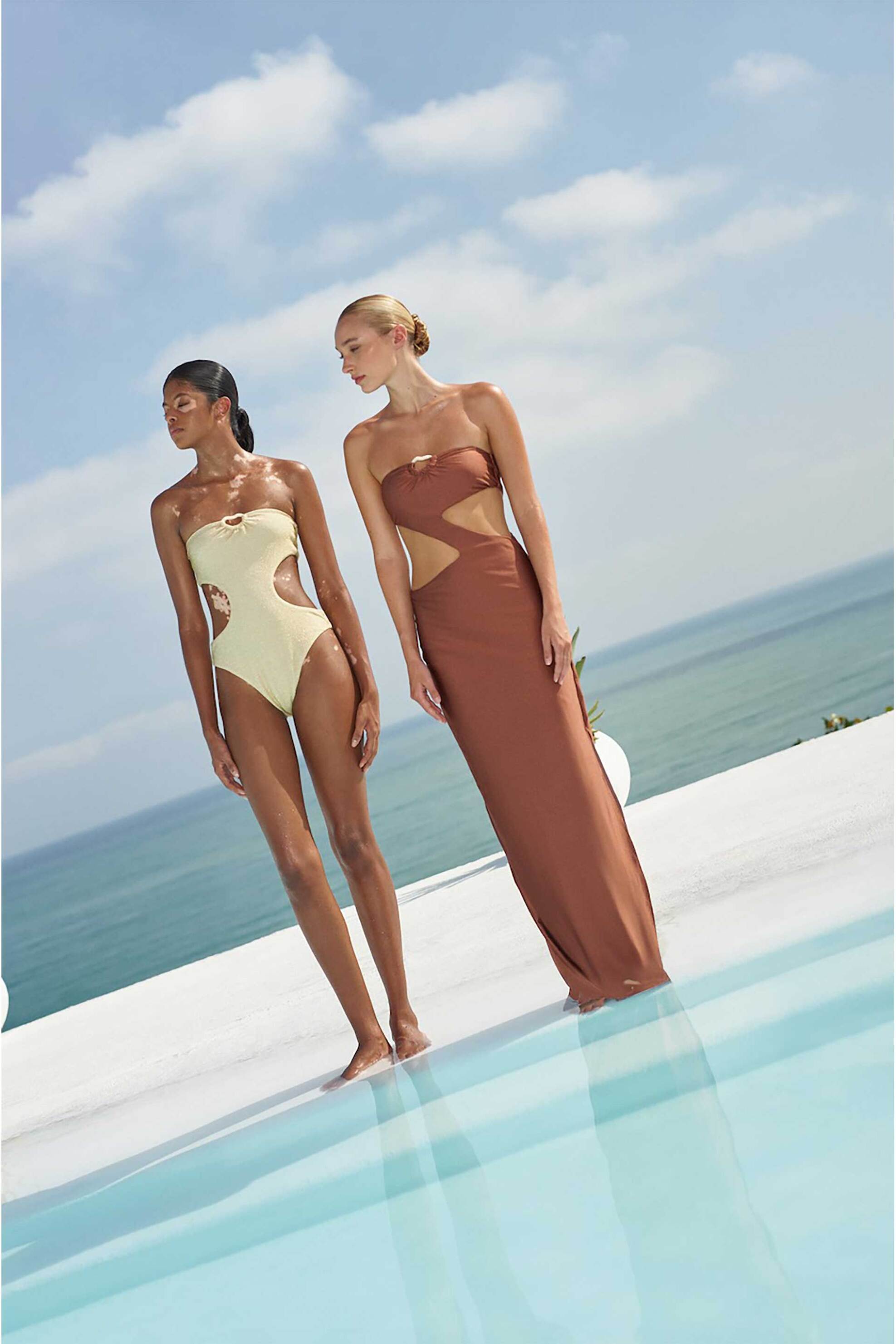 Baobab γυναικείο maxi φόρεμα με cut out λεπτομέρειες "Tali" - TALI DRESS-200 Καφέ φωτογραφία