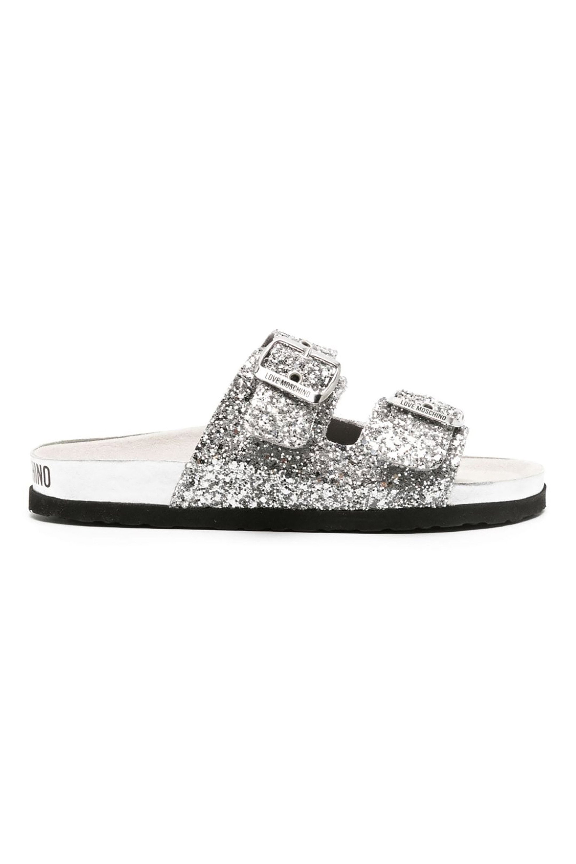 LOVE MOSCHINO Love Moschino γυναικεία σανδάλια με glitter - JA28163G1IJJ0 Ασημί