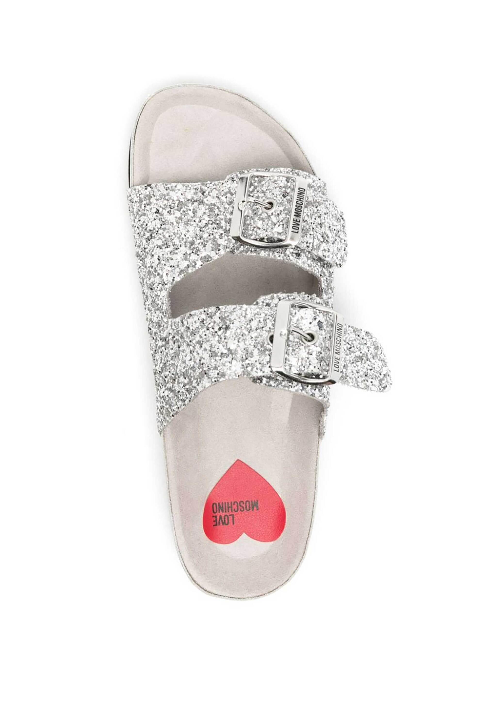 LOVE MOSCHINO Love Moschino γυναικεία σανδάλια με glitter - JA28163G1IJJ0 Ασημί - 4