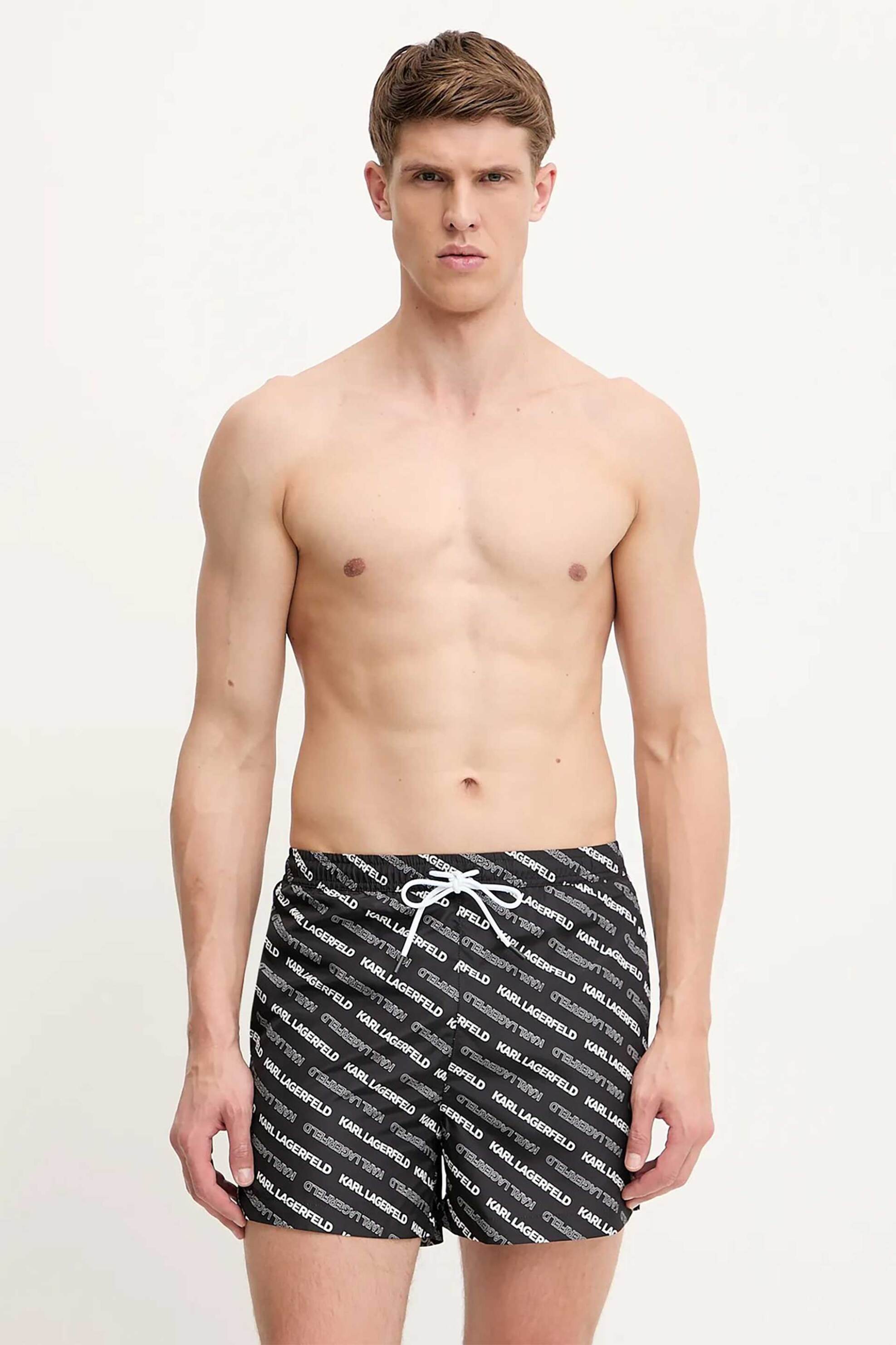 Karl Lagerfeld ανδρικό μαγιό σορτς με all-over logo print - A2M46063 Μαύρο