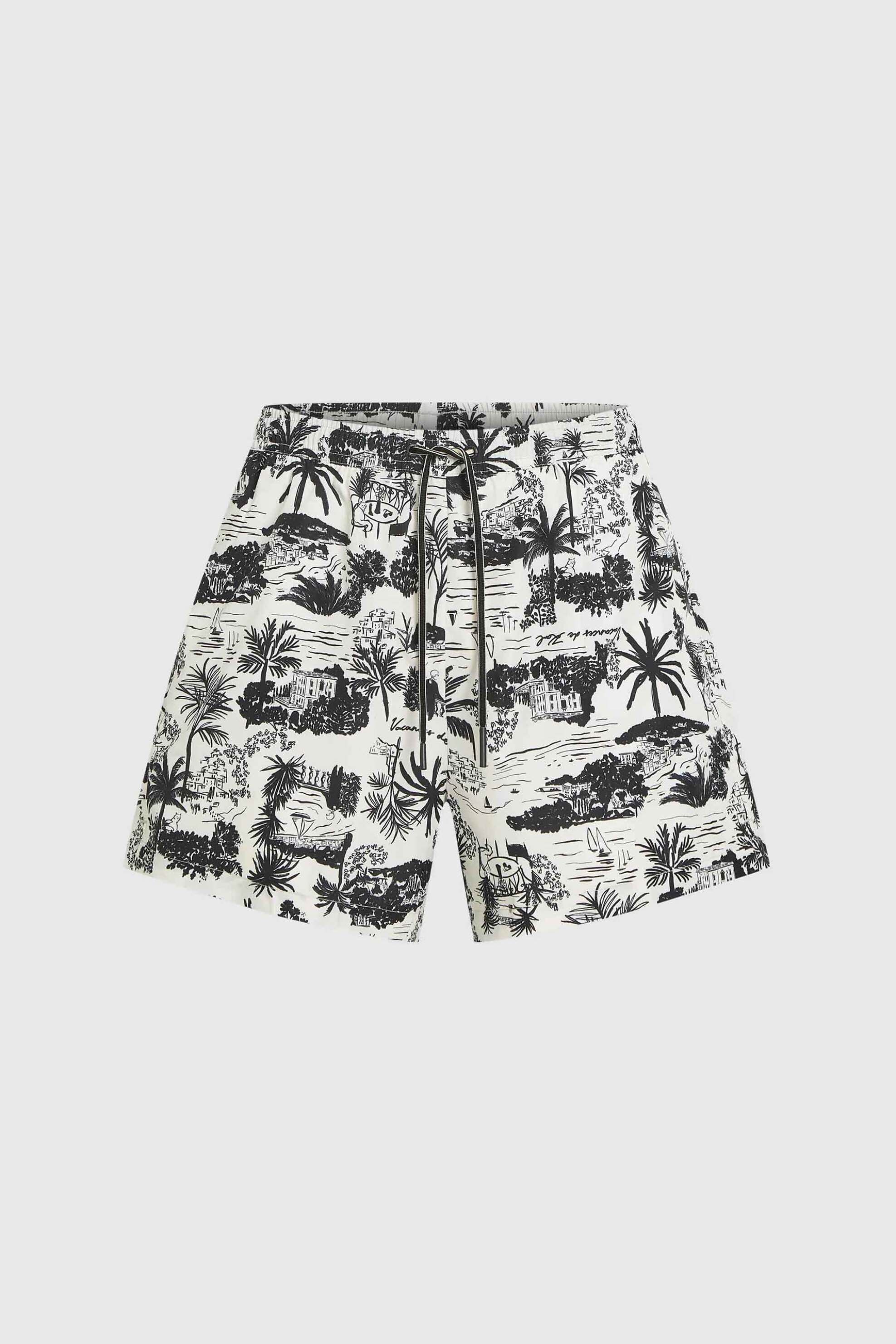 Karl Lagerfeld Ανδρικό Μαγιό Σορτς με All-Over Tropical Garden Print - B2M46040 Ασπρόμαυρο