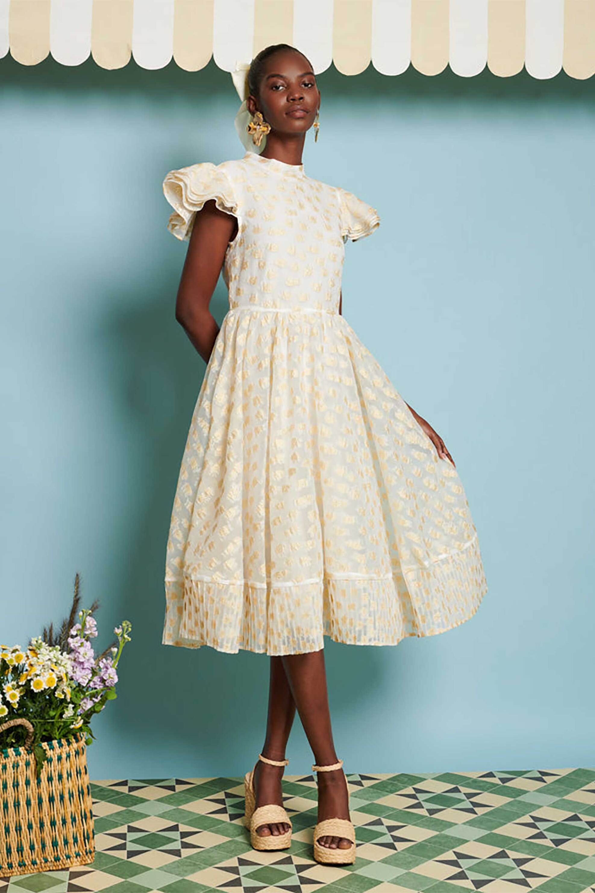 SISTER JANE Sister Jane γυναικείο φόρεμα midi με jacquard σχέδιο "Marigold" - DRD468IVO Εκρού