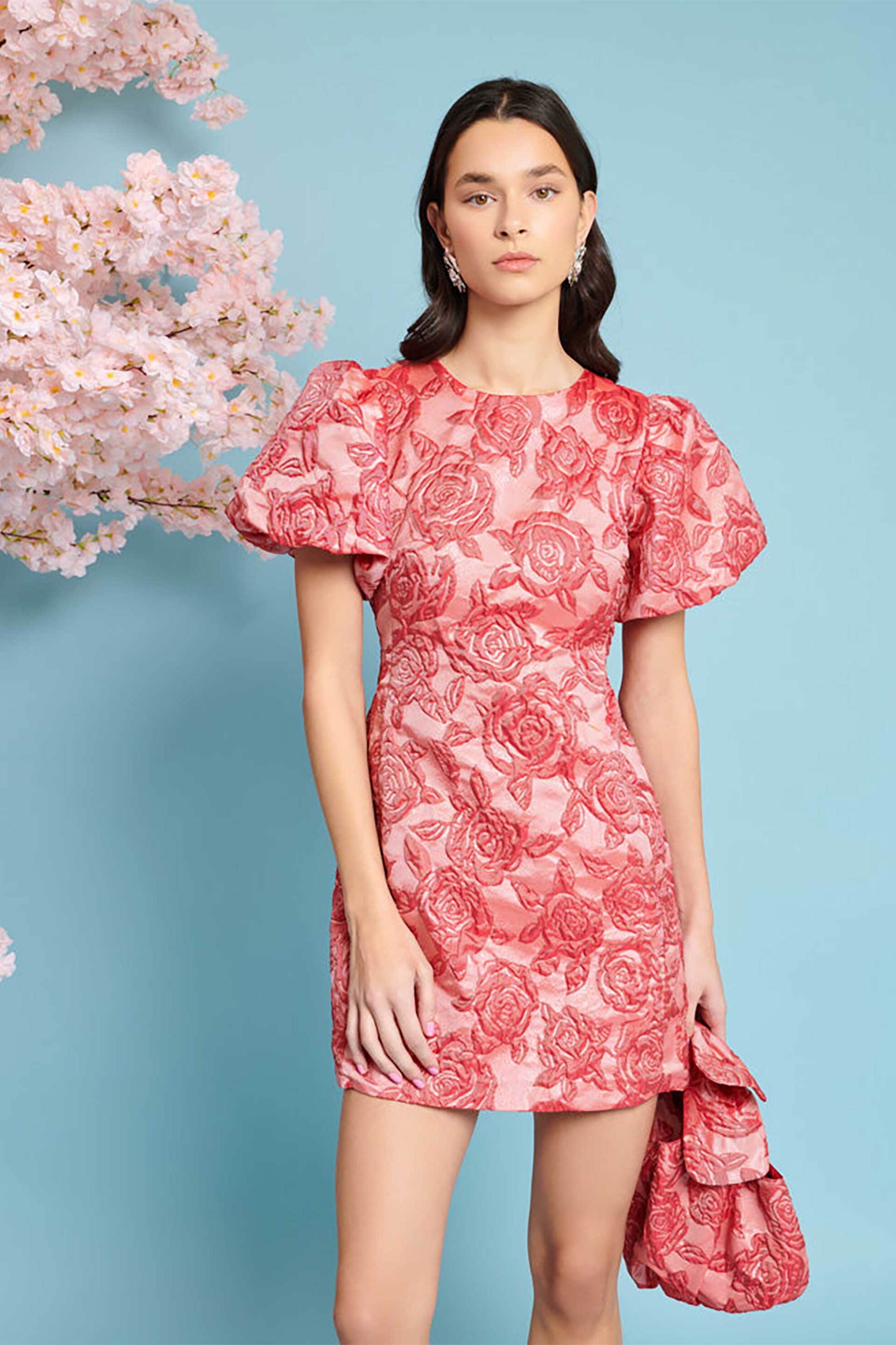 SISTER JANE Sister Jane γυναικείο φόρεμα mini με jacquard ύφασμα "Grace" - DR2039RED Κοραλί