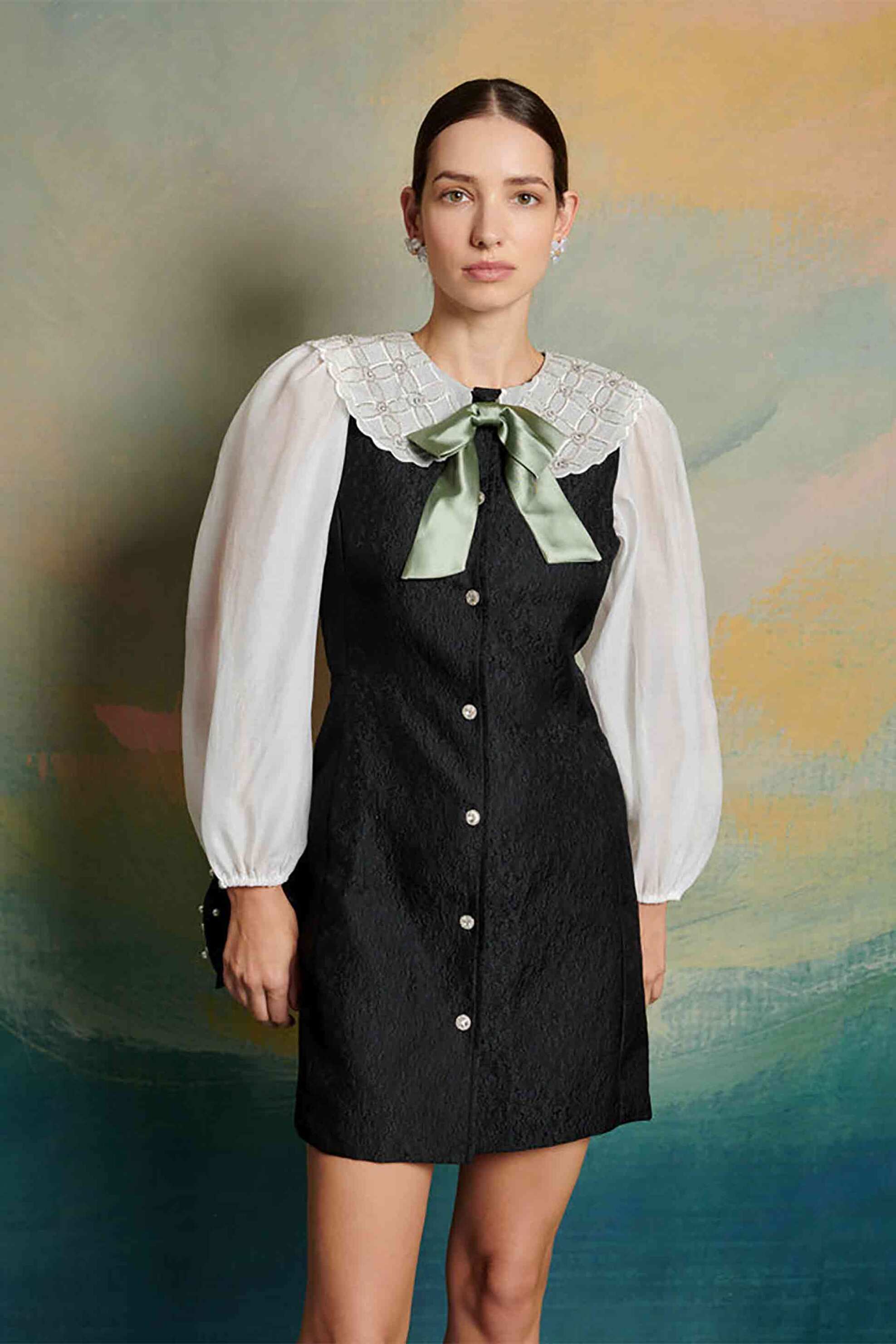 SISTER JANE Sister Jane γυναικείο φόρεμα mini jacquard "Dusk Jacquard" - DRD541BLK Μαύρο