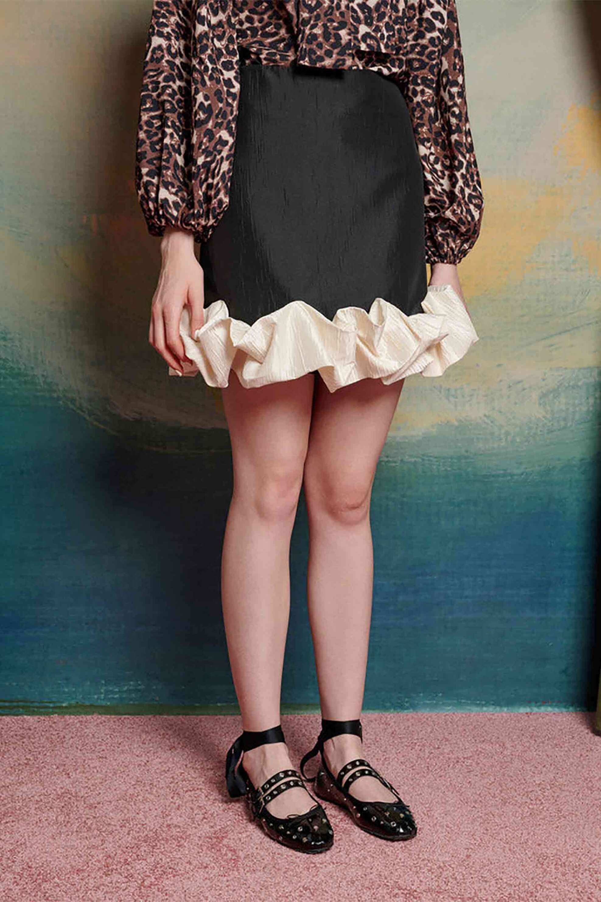 SISTER JANE Sister Jane γυναικεία mini φούστα από ταφτά "Avante Taffeta" - SK437BNW Μαύρο