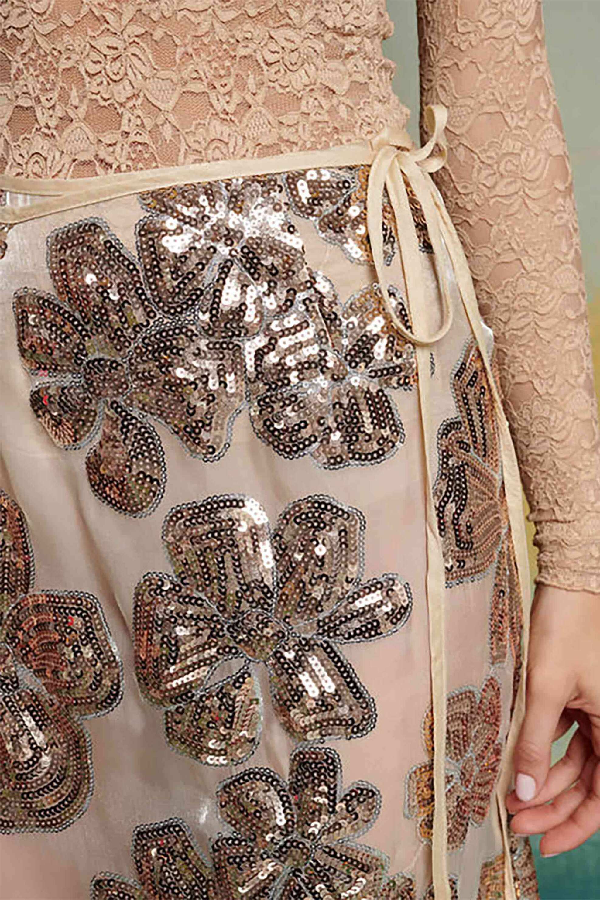 Sister Jane γυναικεία midi φούστα wrap με παγιέτα "Giselle Sequin Wrap" - SKD079NUD Nude φωτογραφία