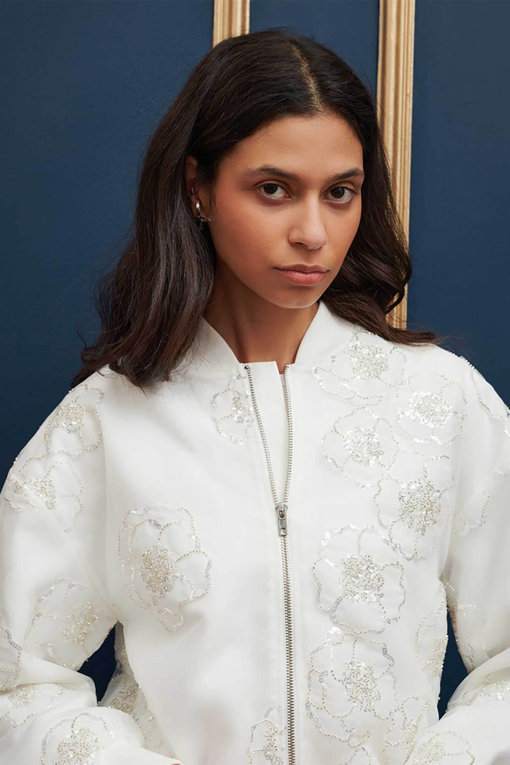 Sister Jane γυναικείο bomber jacket "Ella Bead" - JKD063WHT Λευκό φωτογραφία
