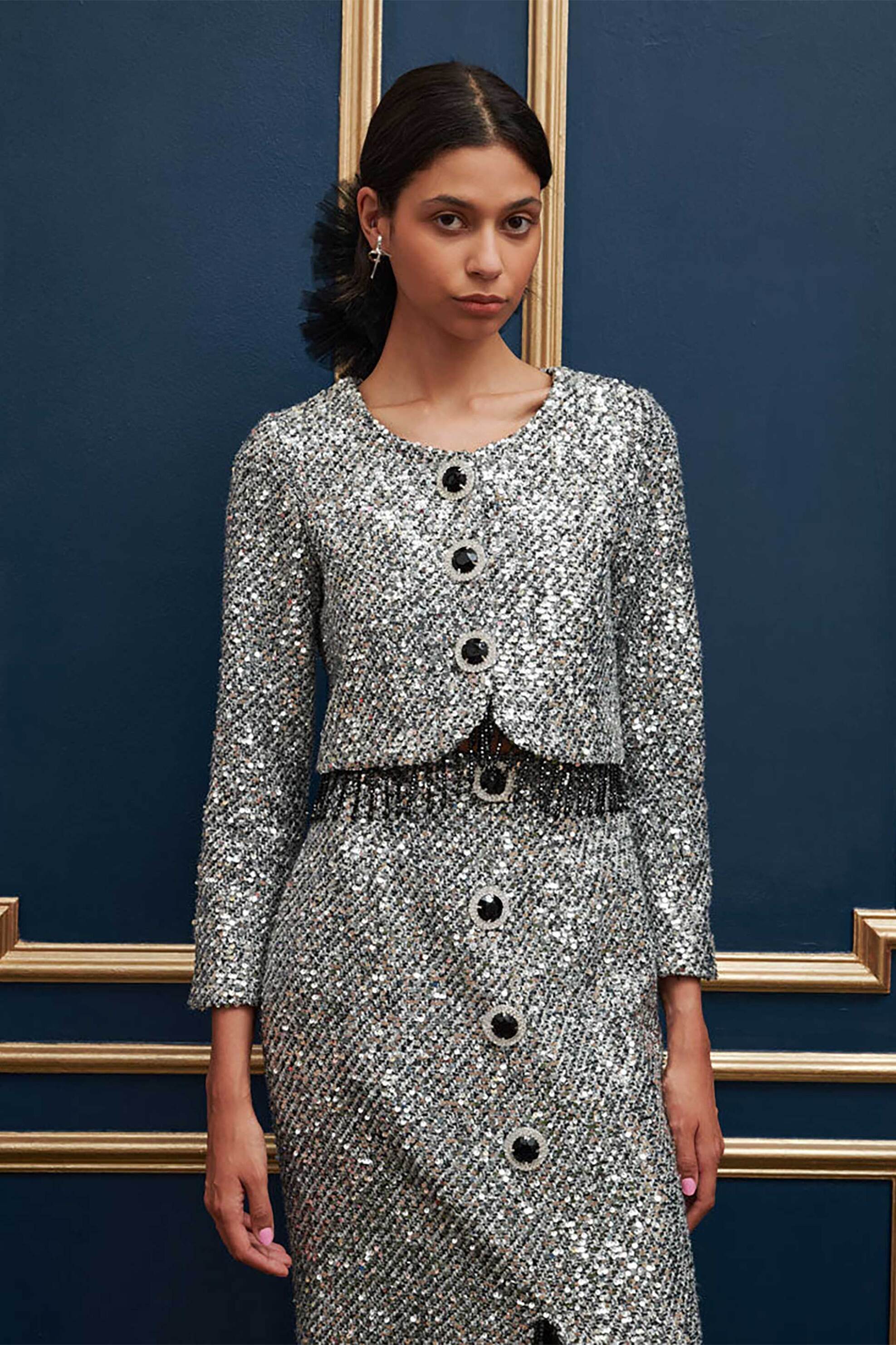 SISTER JANE Sister Jane γυναικείο tweed jacket "Fairy Godmother" - JKD064SIL Ασημί