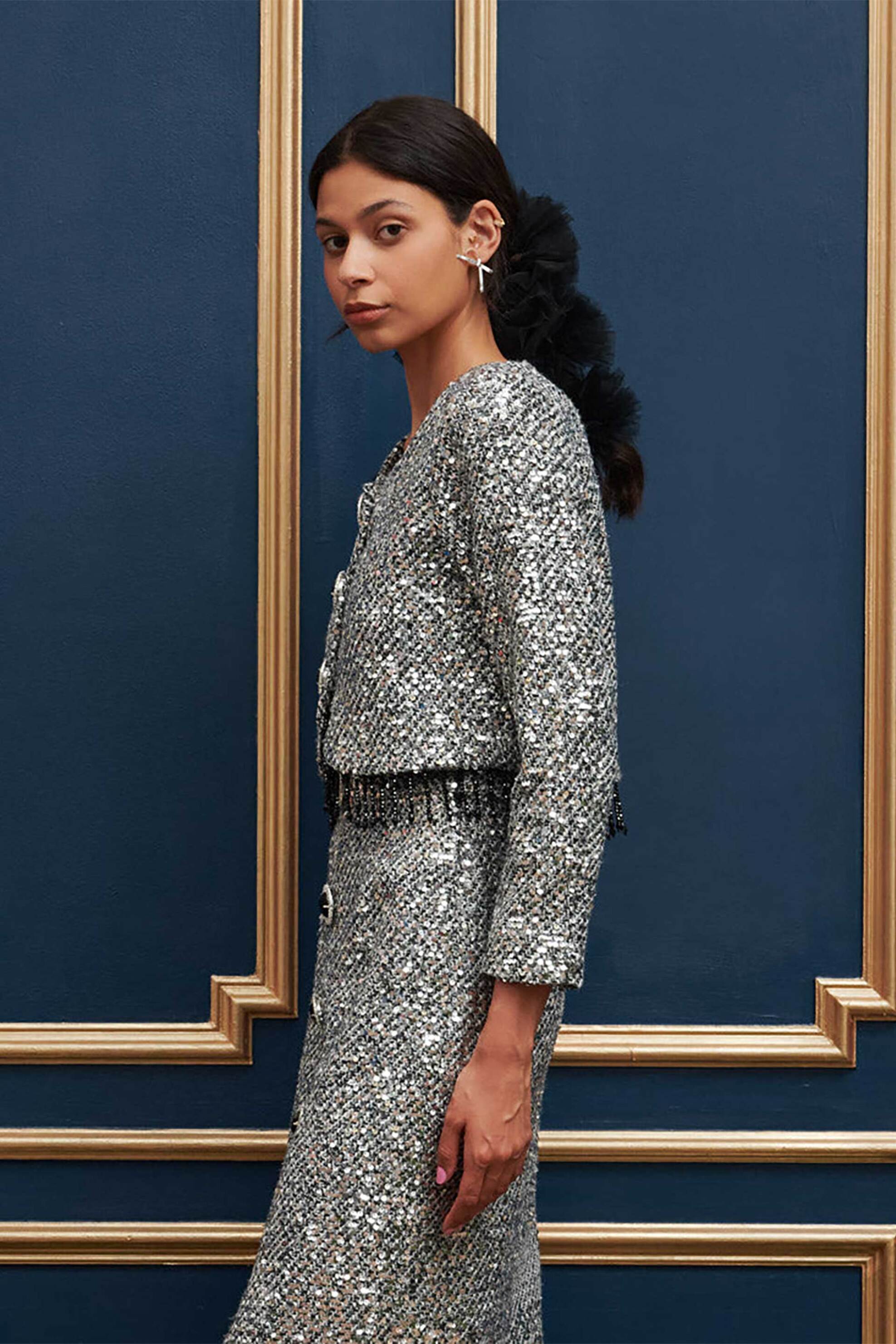 Sister Jane γυναικείο tweed jacket "Fairy Godmother" - JKD064SIL Ασημί φωτογραφία