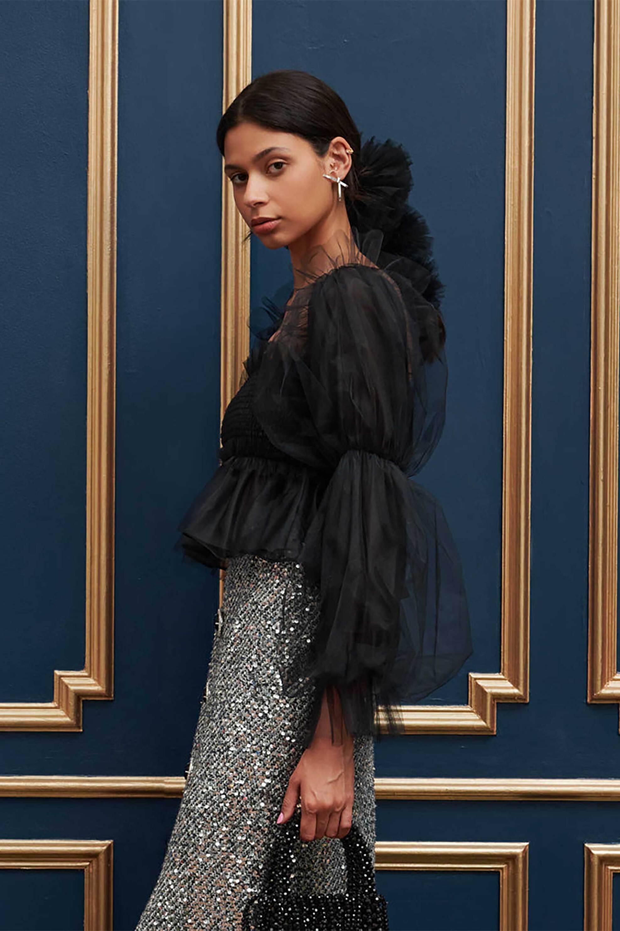 Sister Jane γυναικείο τοπ τούλινο "Mystery" - TOD128BLK Μαύρο φωτογραφία