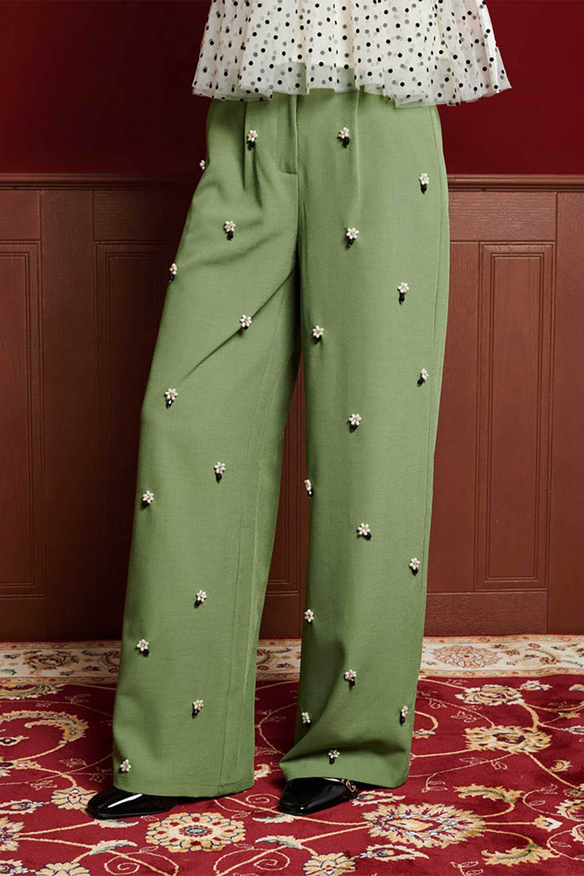 Sister Jane γυναικείο παντελόνι με πέρλες "Formosa Embellished" - TRD103GRN Βεραμάν φωτογραφία
