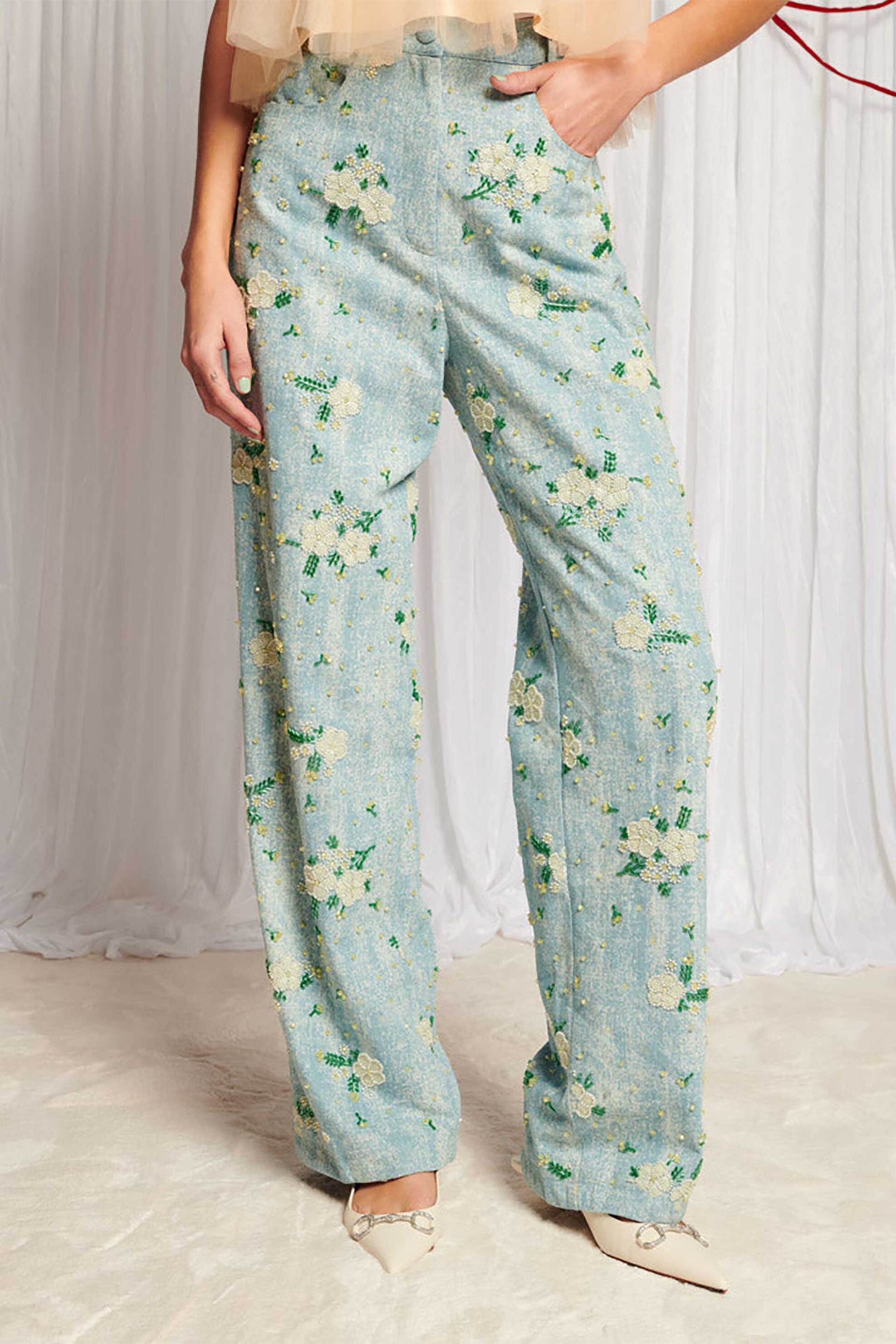  Sister Jane γυναικείο παντελόνι denim με κέντημα 