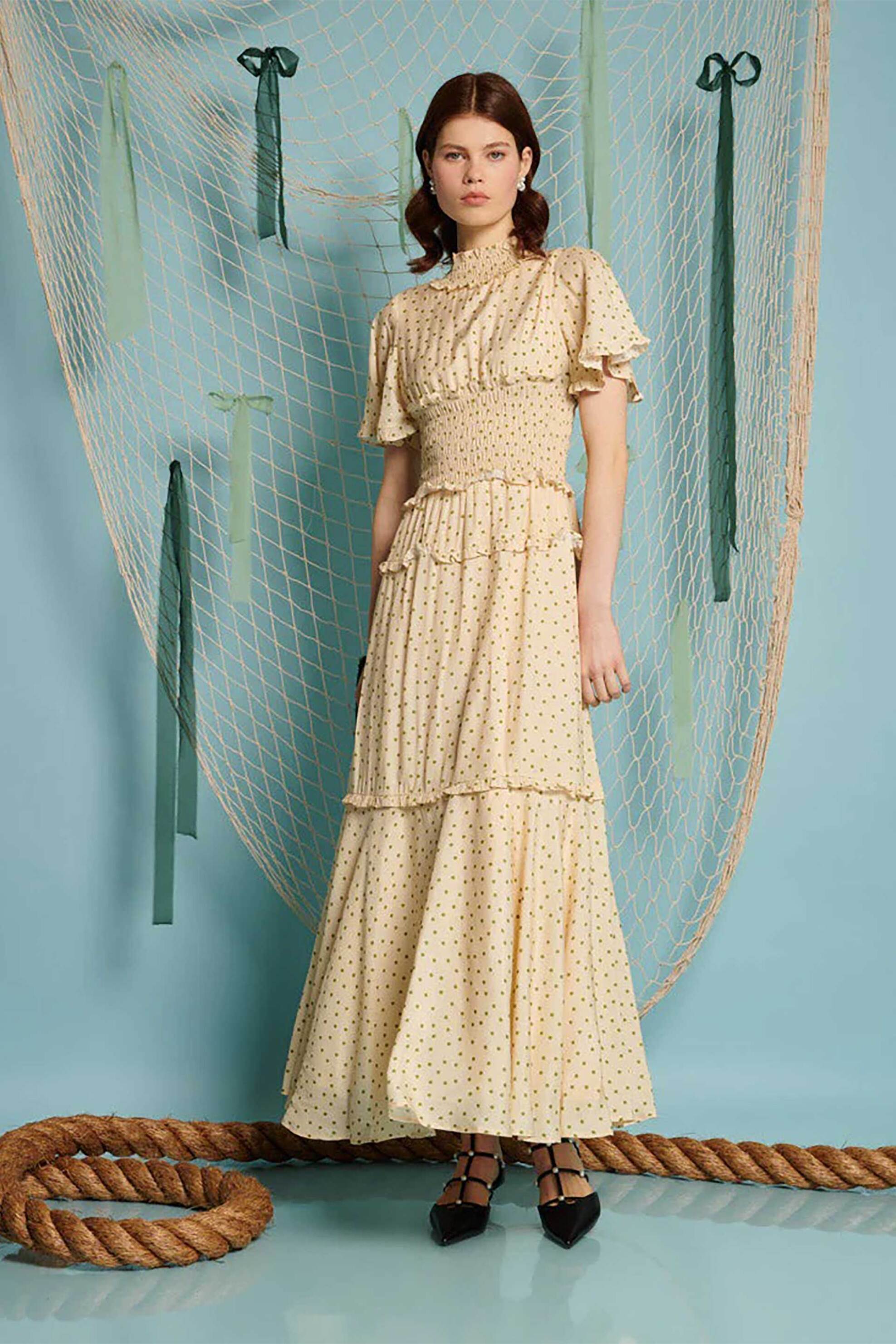 SISTER JANE Sister Jane γυναικείο maxi φόρεμα με πουά print "Perch Polka Dot" - DR2223CRM Σομόν