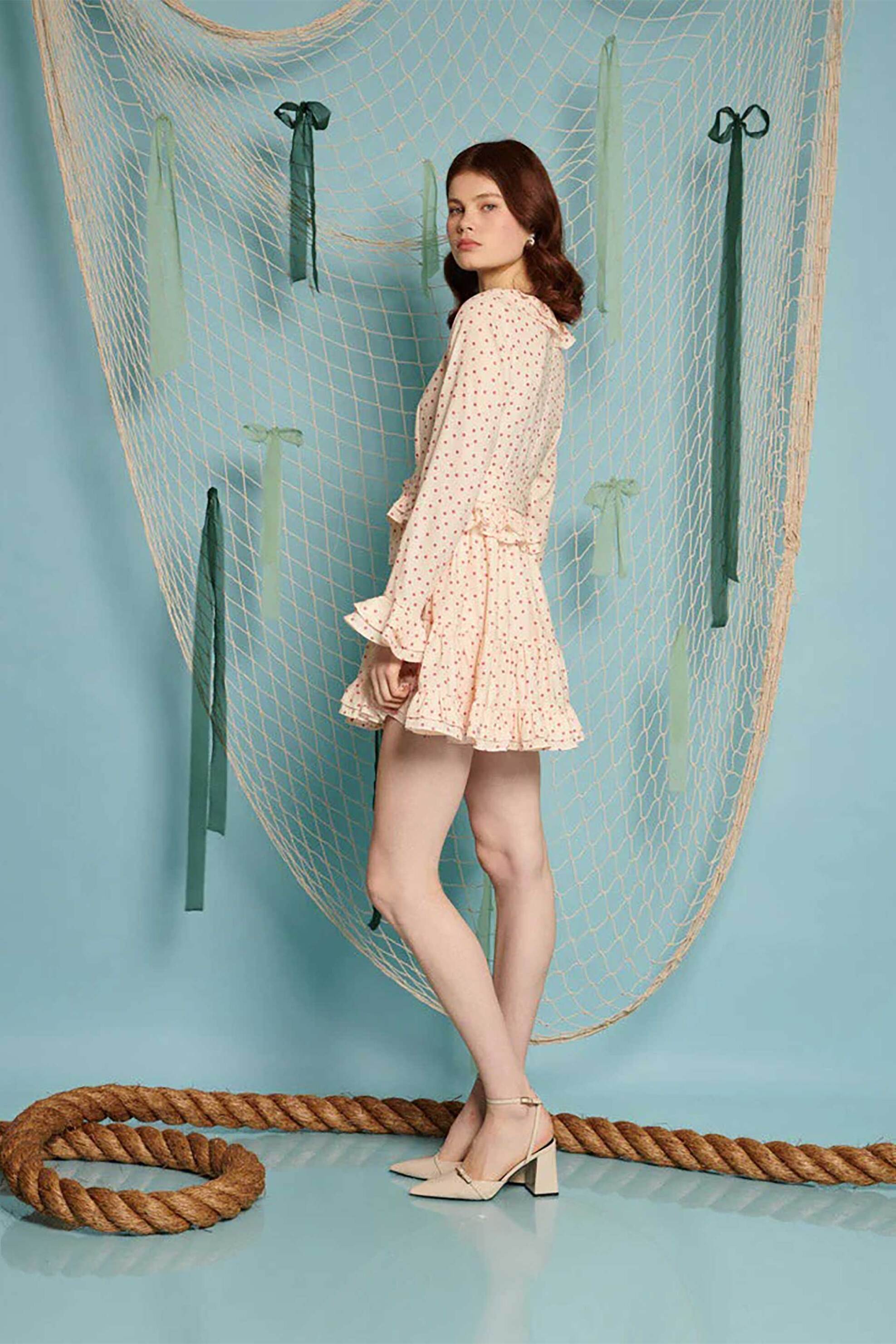 Sister Jane γυναικείο mini φόρεμα με πουά print "Betta Ruffle" - DR2224CRM Σομόν φωτογραφία