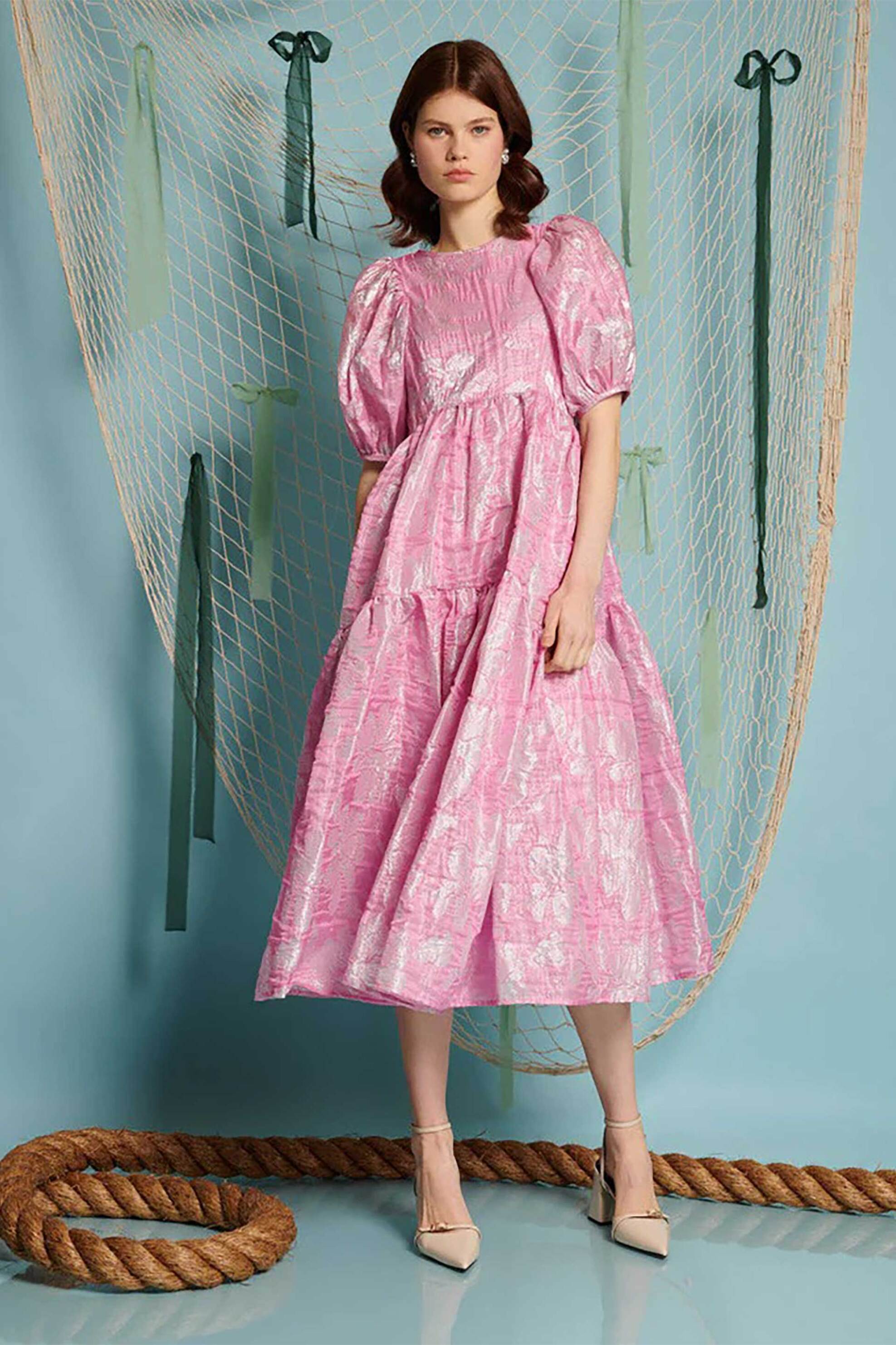 SISTER JANE Sister Jane γυναικείο midi φόρεμα με floral print "Ives" - DR2237PNK Ροζ