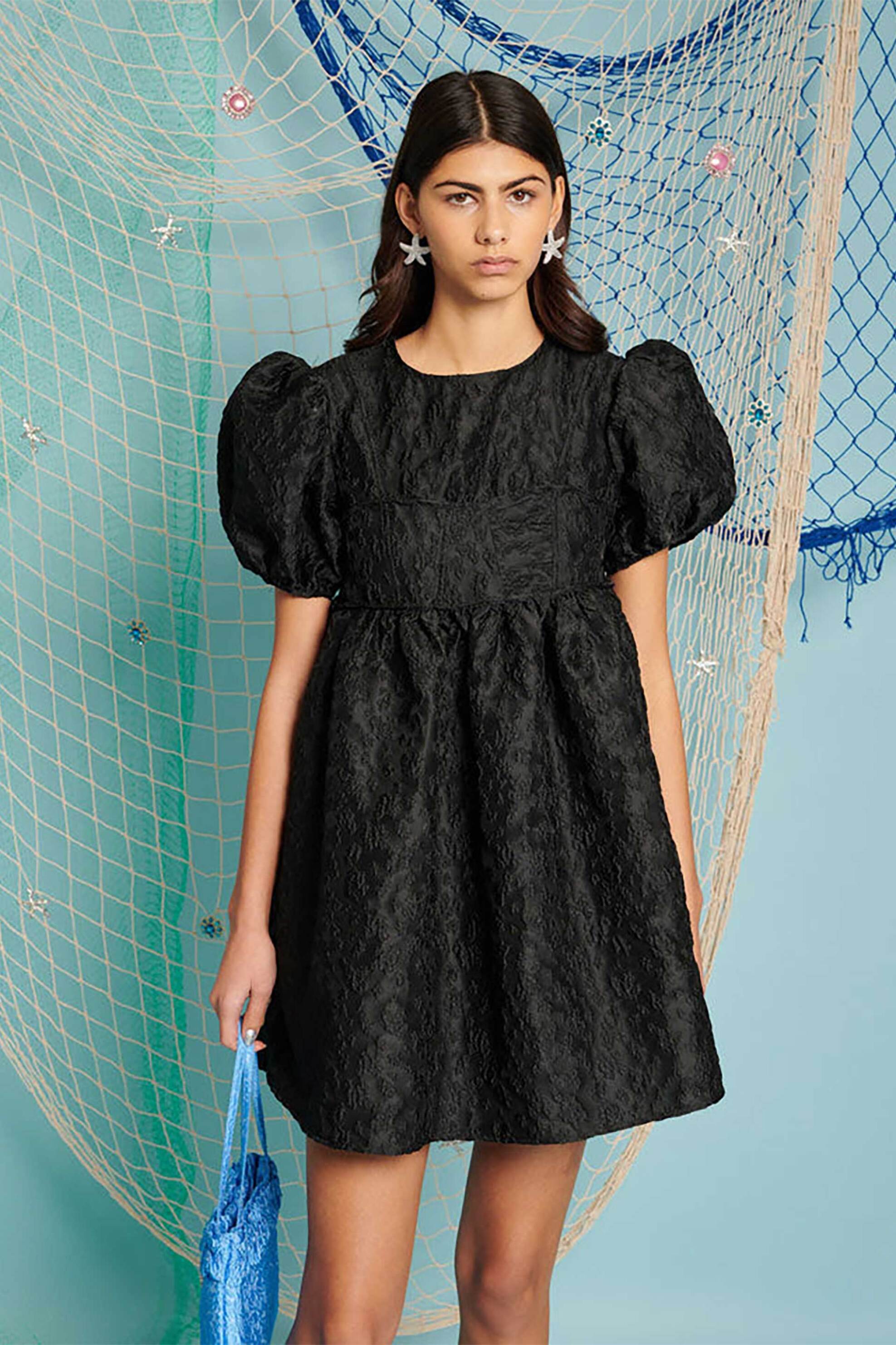 SISTER JANE Sister Jane γυναικείο mini φόρεμα "Oyster Jacquard" - DRD596BLK Μαύρο