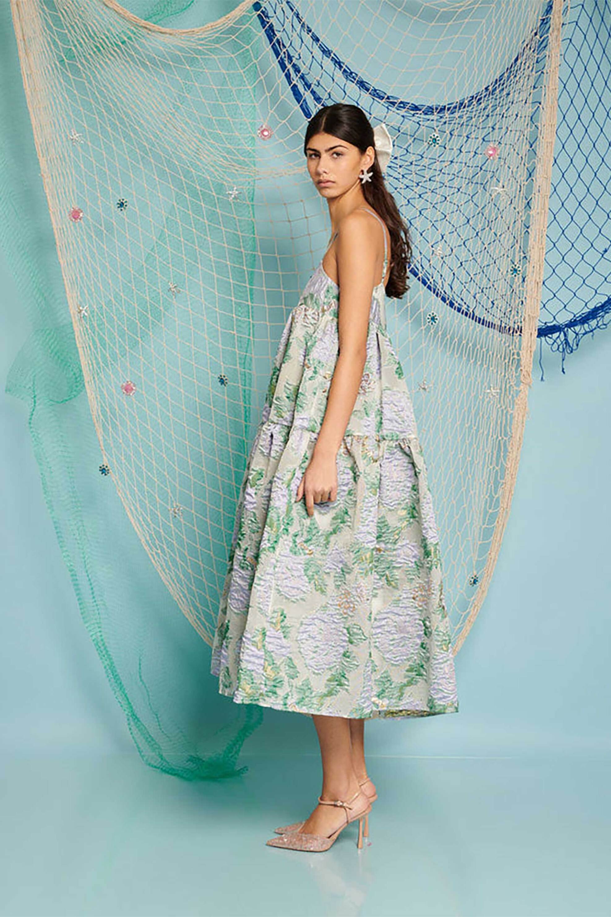 Sister Jane γυναικείο midi φόρεμα με floral print "Ashore Floral Jacquard" - DRD603LIL Πράσινο φωτογραφία