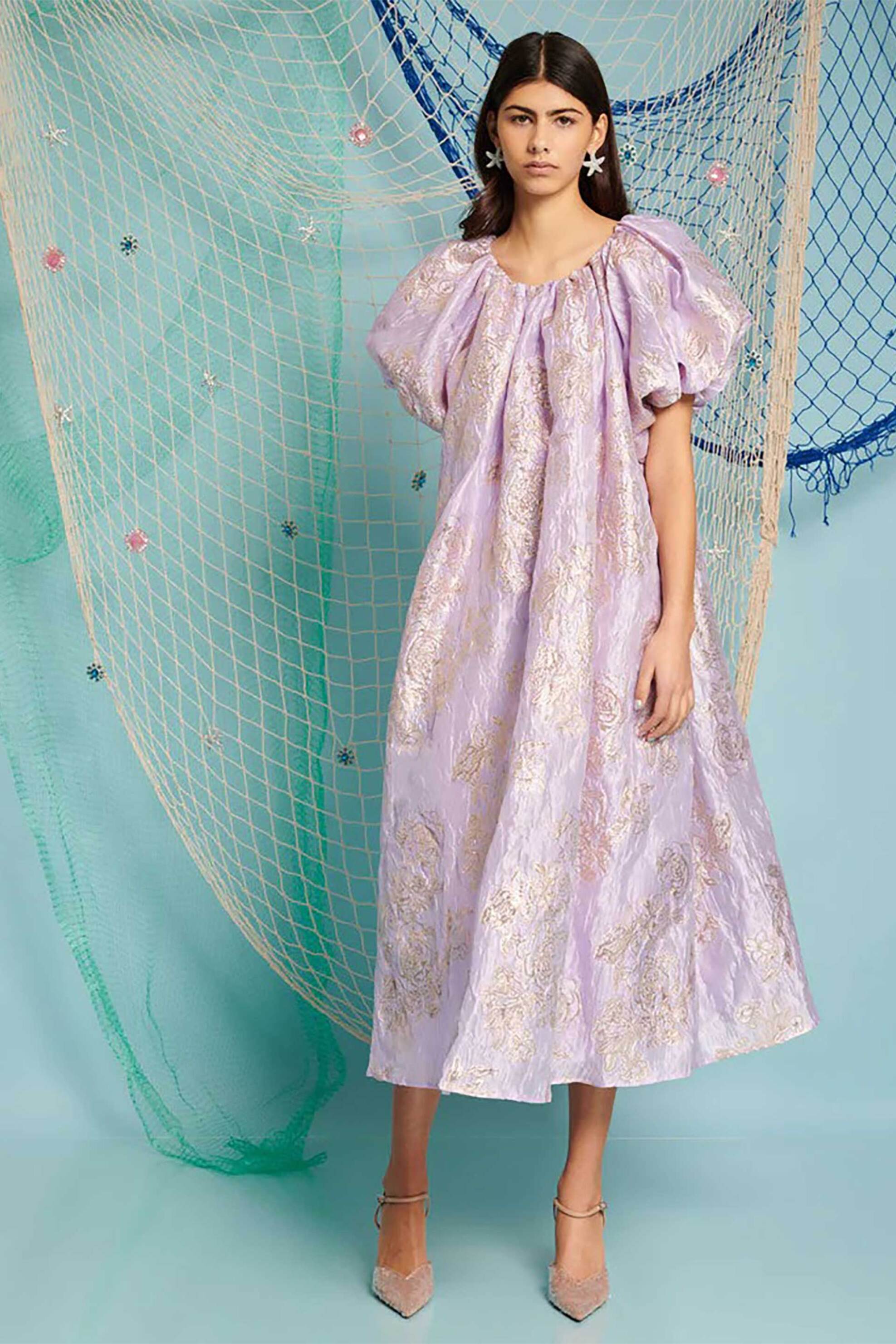 SISTER JANE Sister Jane γυναικείο midi φόρεμα με floral print "Port Flora" - DRD604LIL Λιλά