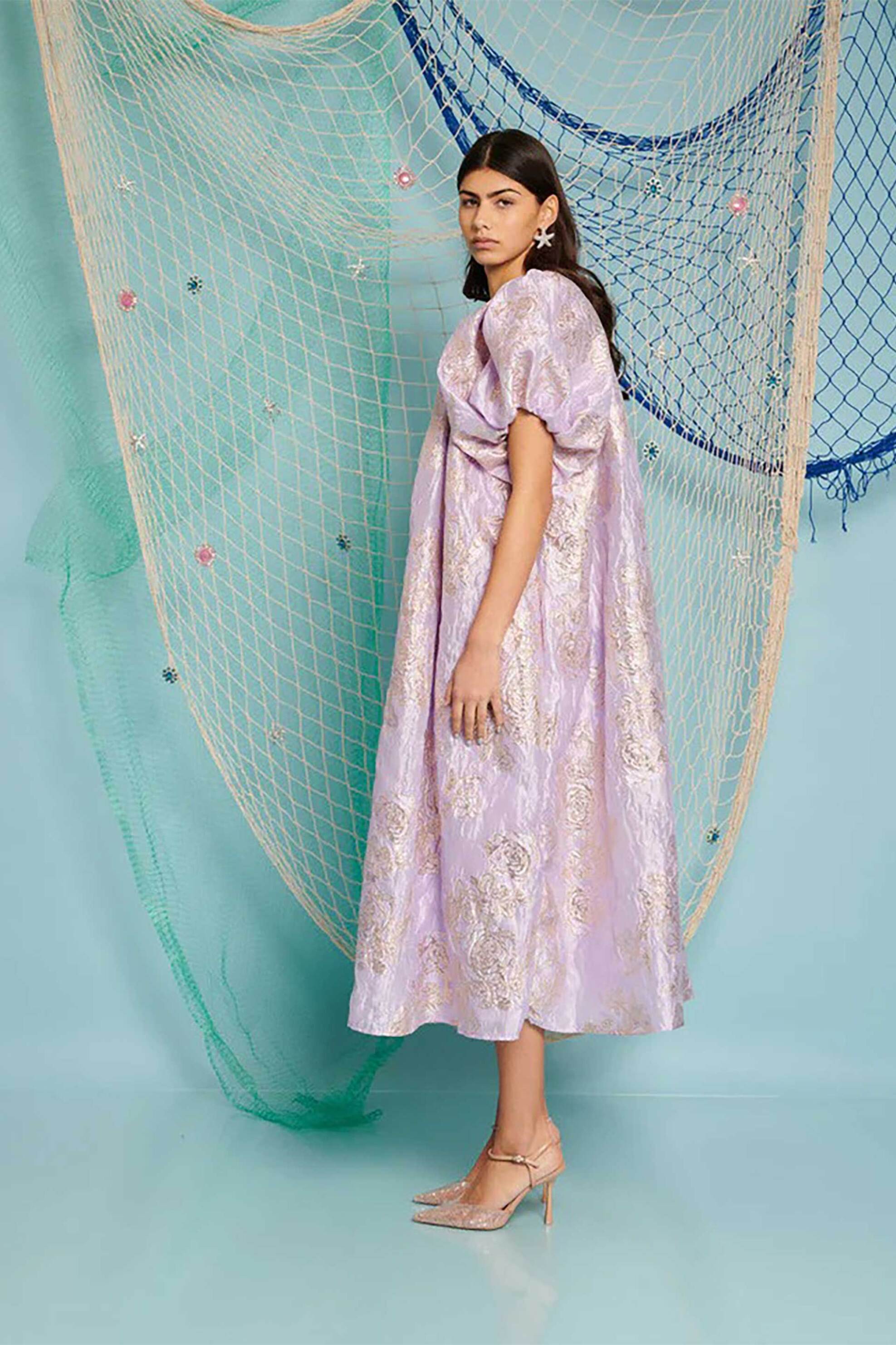 Sister Jane γυναικείο midi φόρεμα με floral print "Port Flora" - DRD604LIL Λιλά φωτογραφία