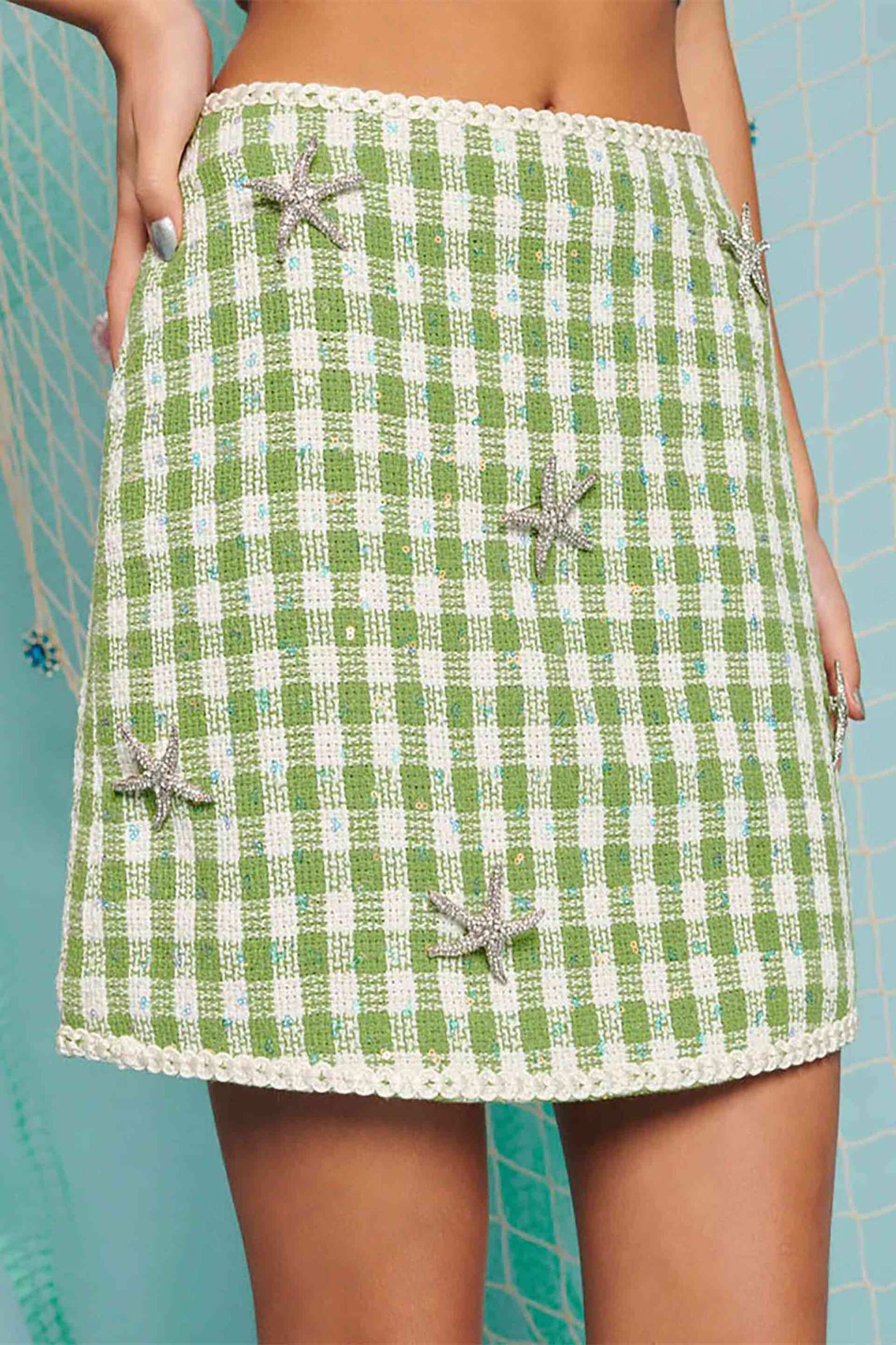 Sister Jane Γυναικεία Mini Φούστα Tweed Coastal - Skd088Grn Πράσινο