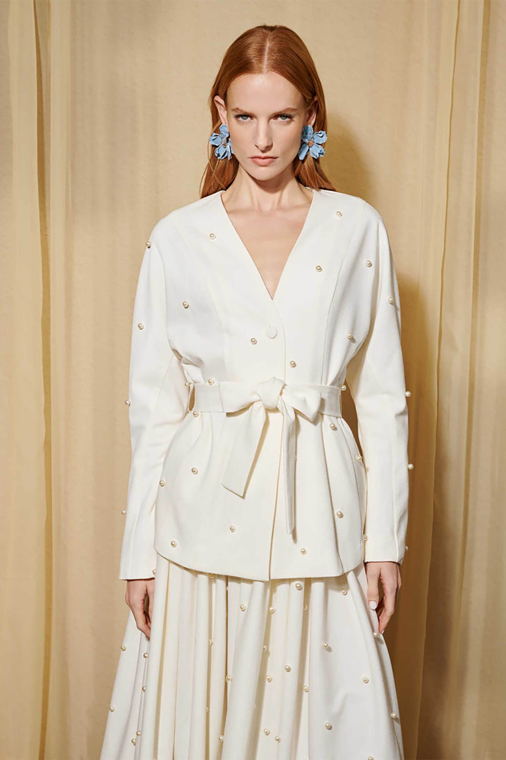 Sister Jane γυναικείο σακάκι με πέρλες "Dream Ray Days" - JKD078IVO Εκρού