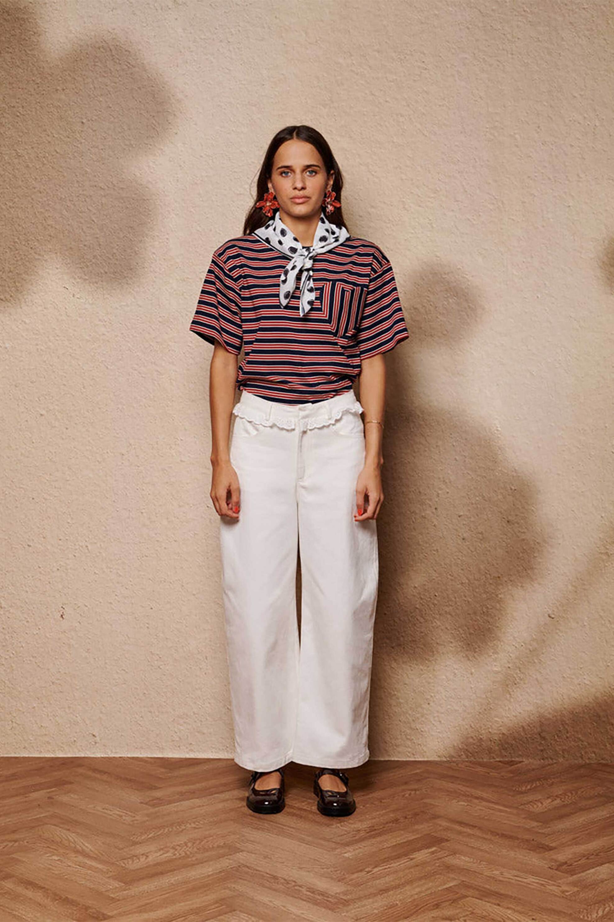 SISTER JANE Sister Jane γυναικείο ριγέ T-shirt με τσέπη "Soleil" - TOM023BLE Κόκκινο - 2