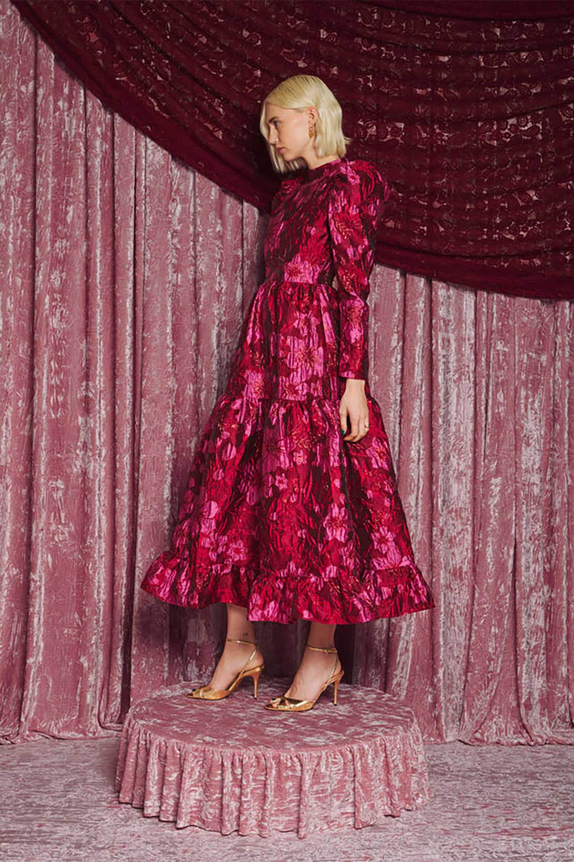 SISTER JANE Sister Jane γυναικείο maxi φόρεμα jacquard - DRD779RED Φούξια - 3