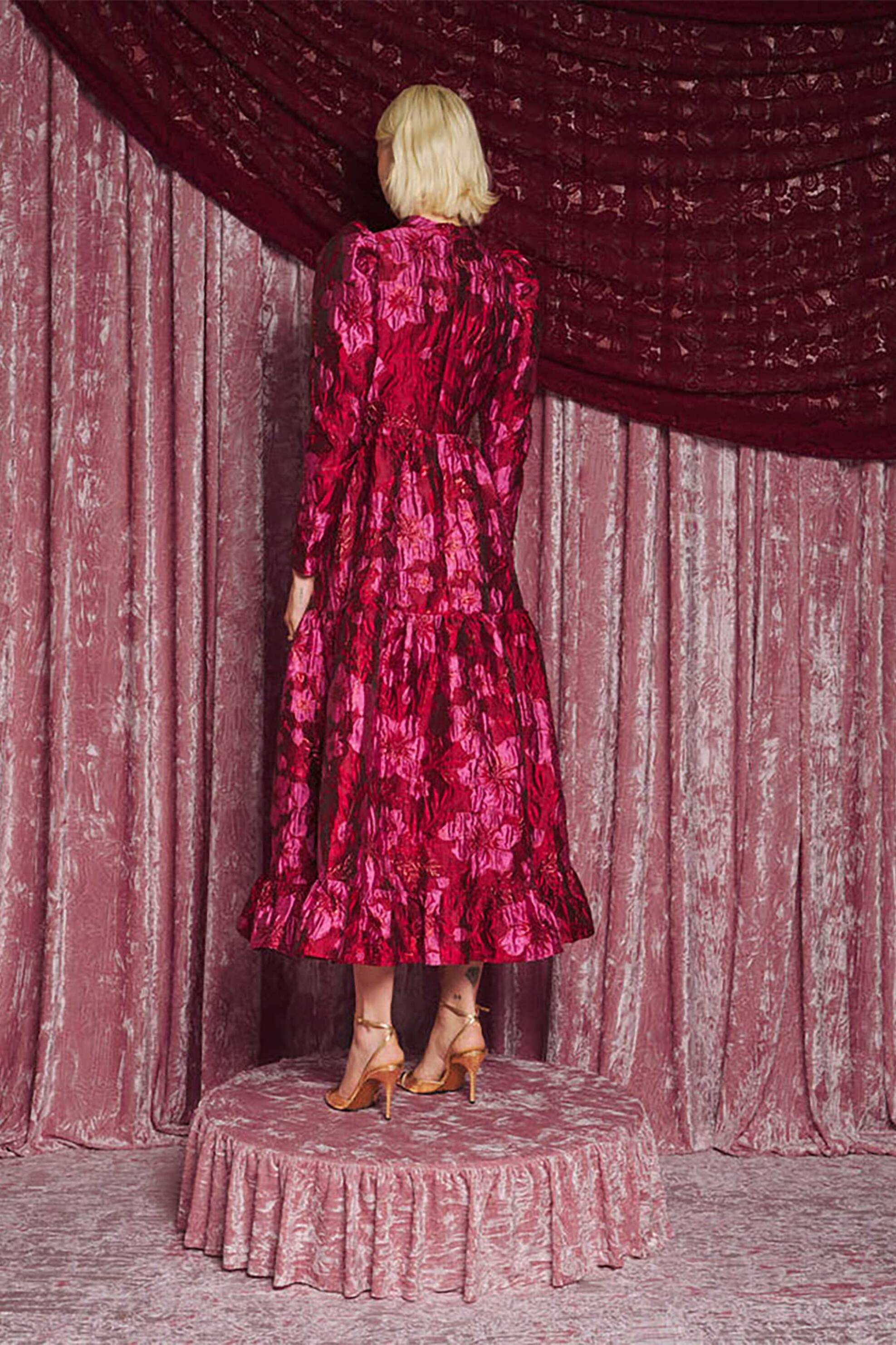 SISTER JANE Sister Jane γυναικείο maxi φόρεμα jacquard - DRD779RED Φούξια - 4