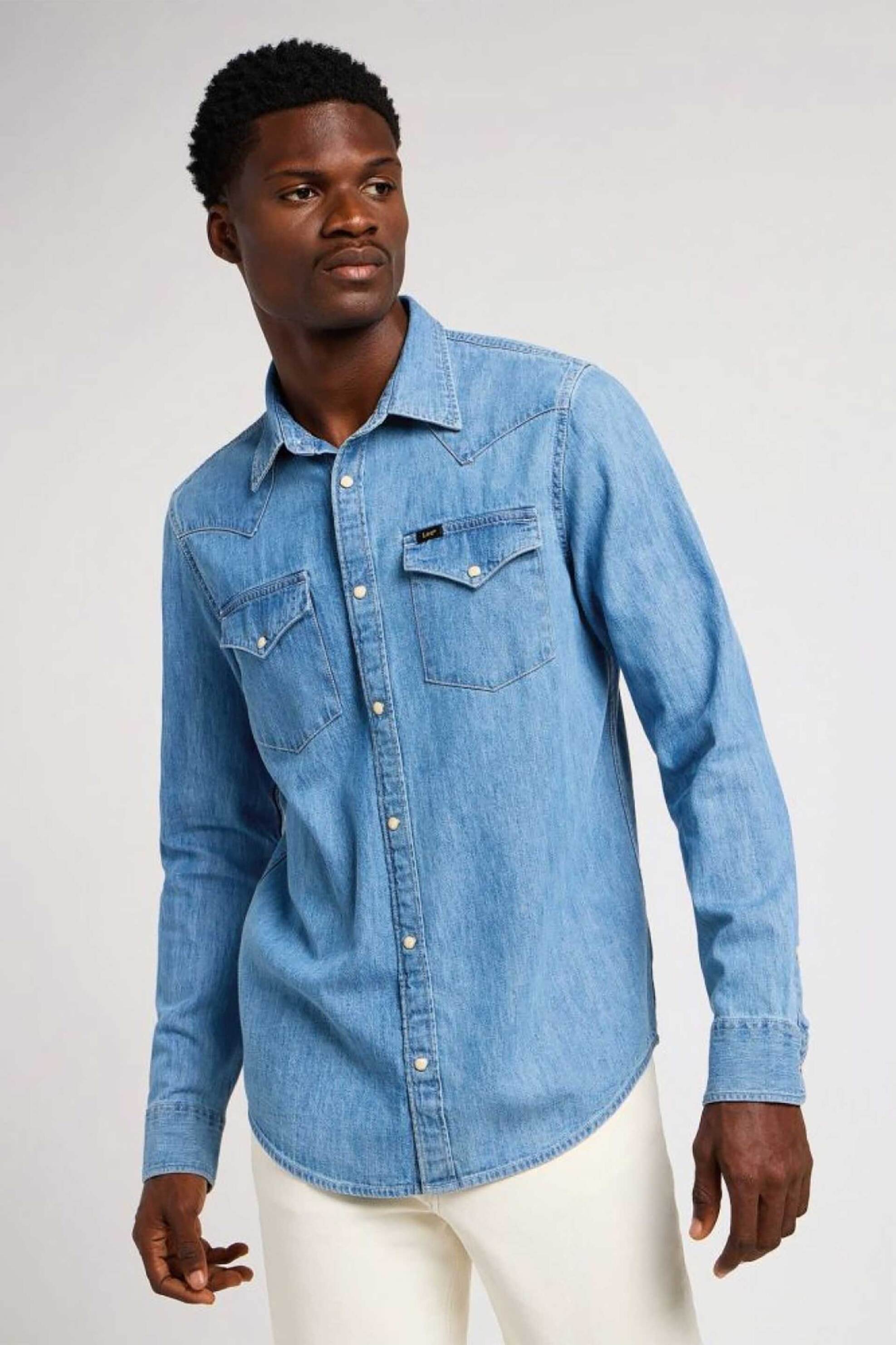 Ανδρική Μόδα > Ανδρικά Ρούχα > Ανδρικά Πουκάμισα > Ανδρικά Πουκάμισα Casual Lee® ανδρικό denim πουκάμισο με τσέπες "Regular Western" - 112349983 Denim Blue Ανοιχτό