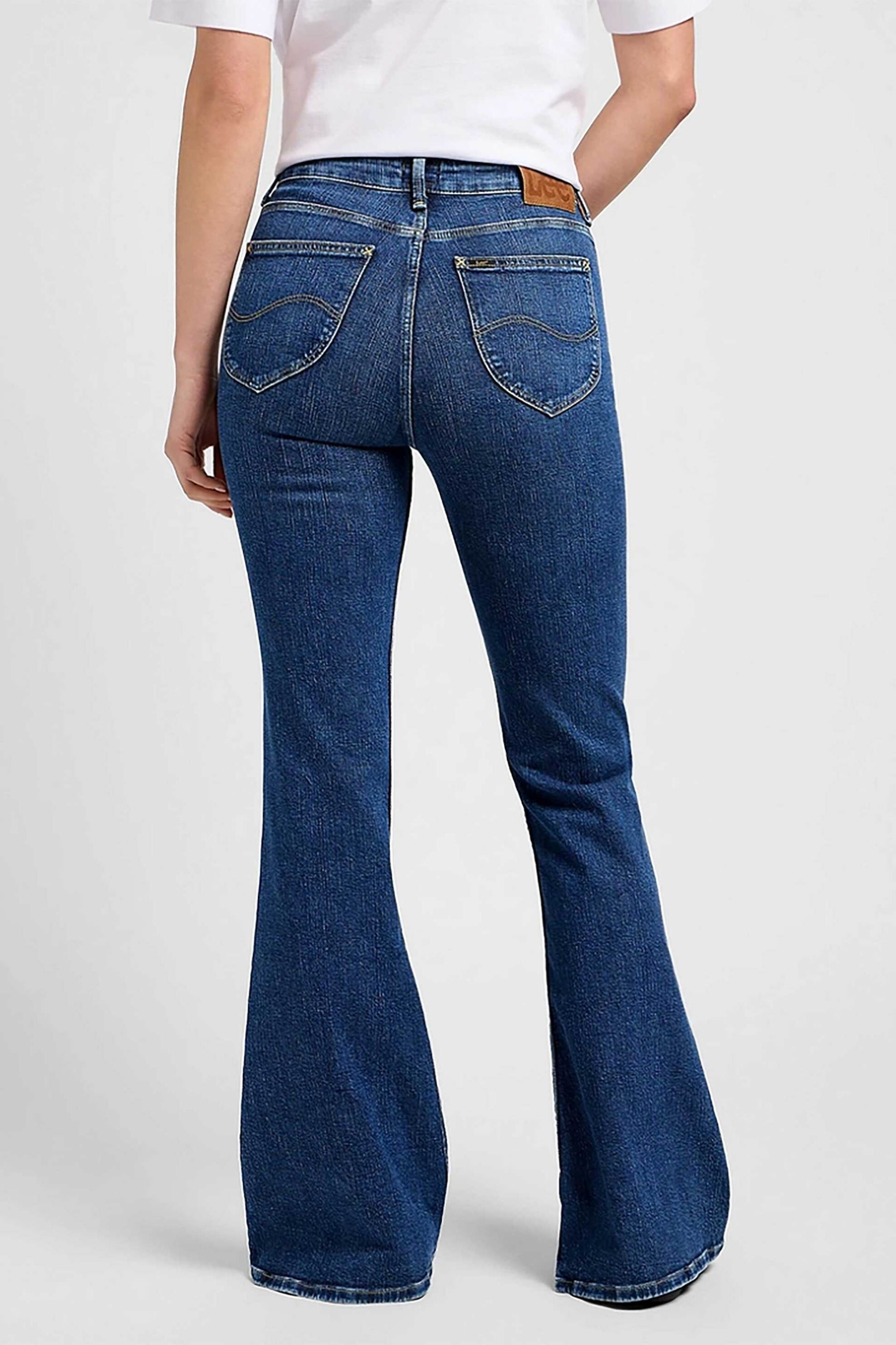 Lee Γυναικείο Τζιν Παντελόνι Πεντάτσεπο Regular Flare Fit - 112354456 Denim Blue