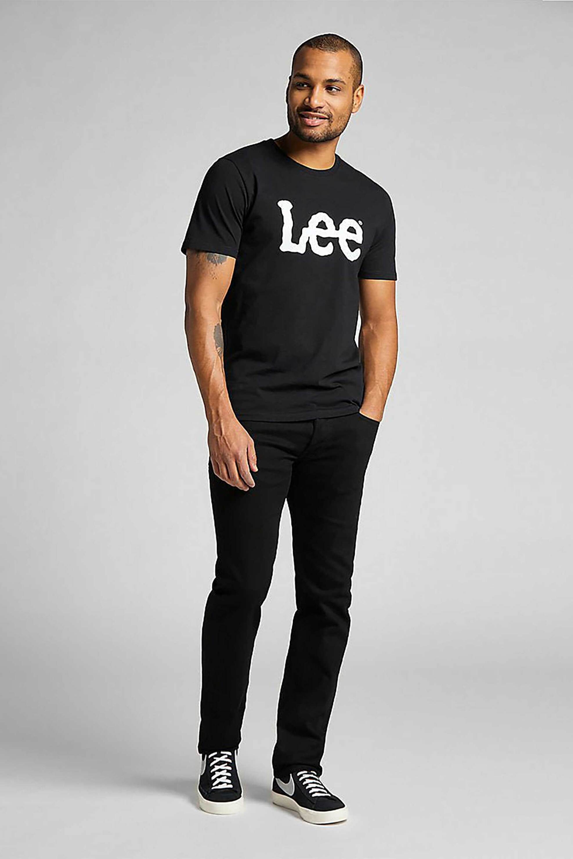 Lee Ανδρικό T-Shirt με Logo Print Regular Fit Wobbly - 112116120 Μαύρο