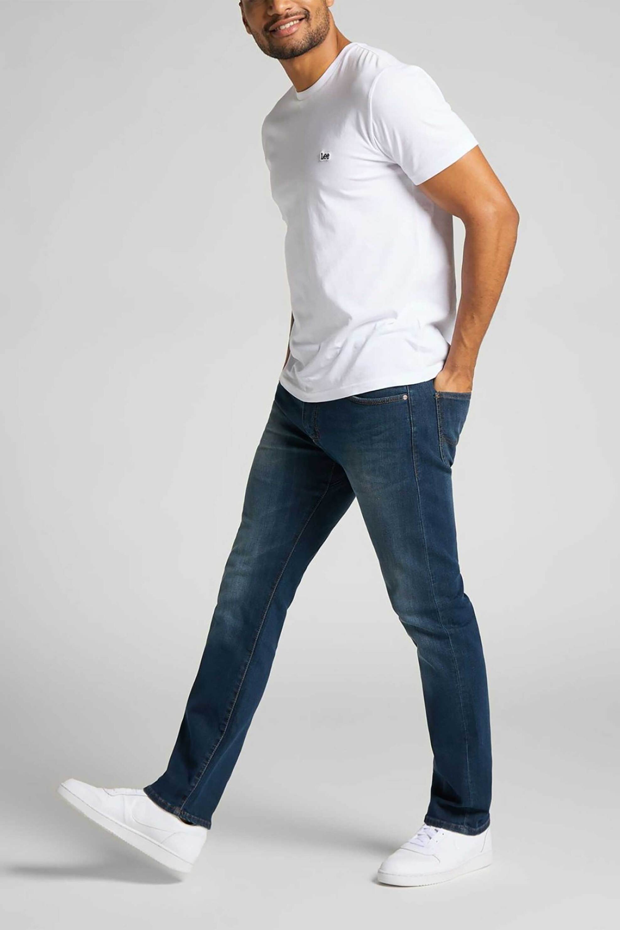 Lee® ανδρικό τζιν παντελόνι πεντάτσεπο Slim Fit - 112119616 Denim Blue Σκούρο