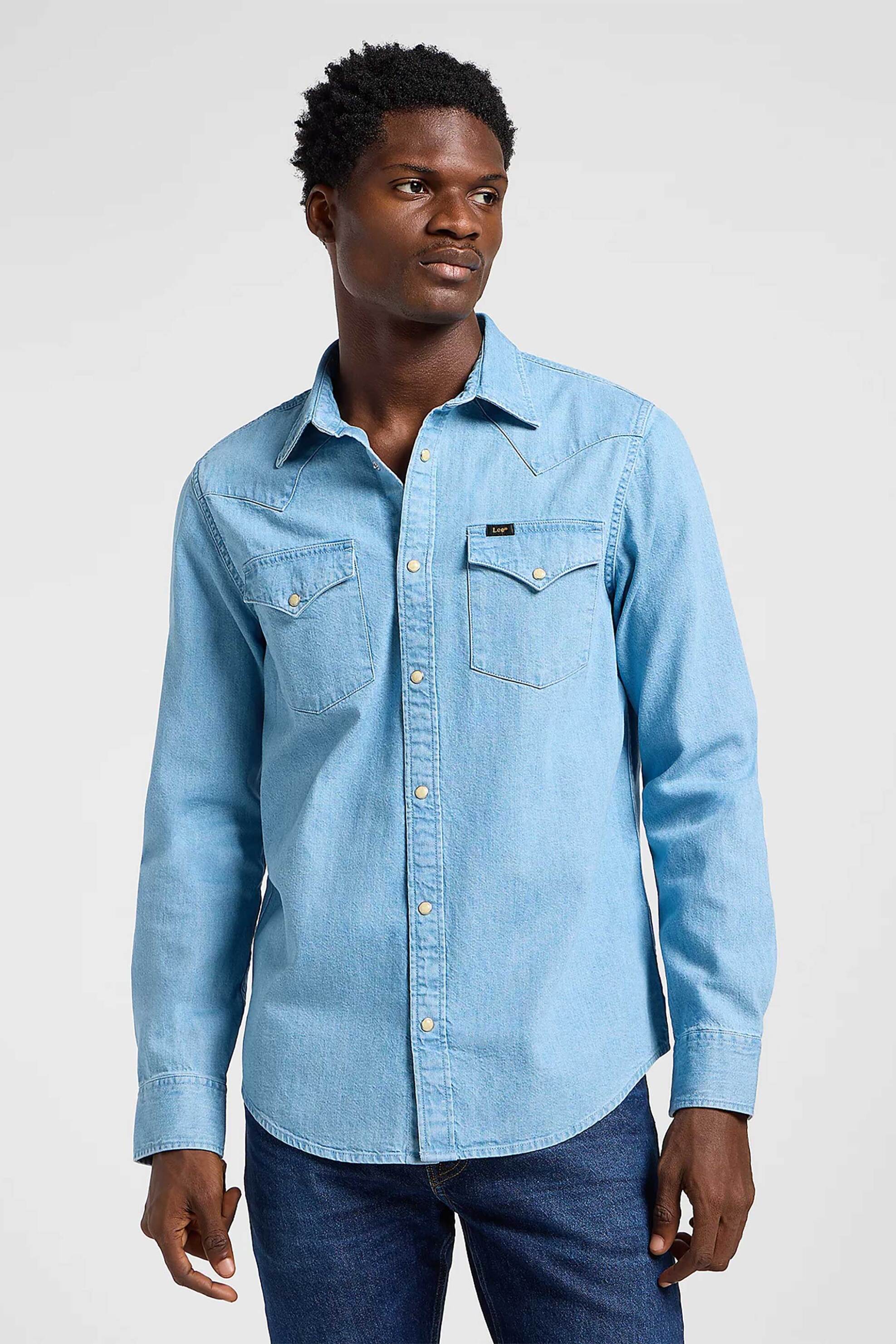 Lee® ανδρικό denim πουκάμισο Regular Fit - 112365766 Γαλάζιο