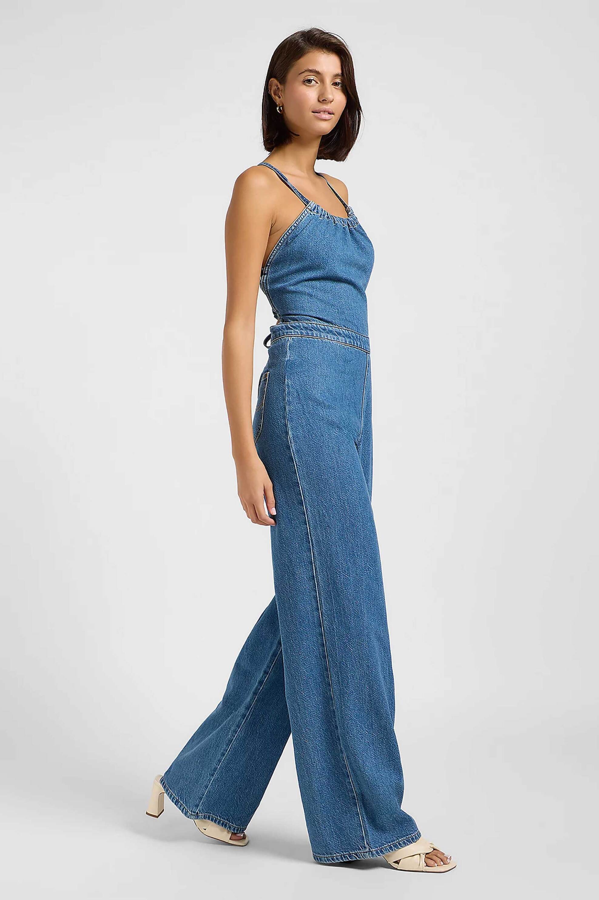 Lee® γυναικεία denim ολόσωμη φόρμα αμάνικη Wide Leg "BackLess" - 112363613 Denim Blue φωτογραφία