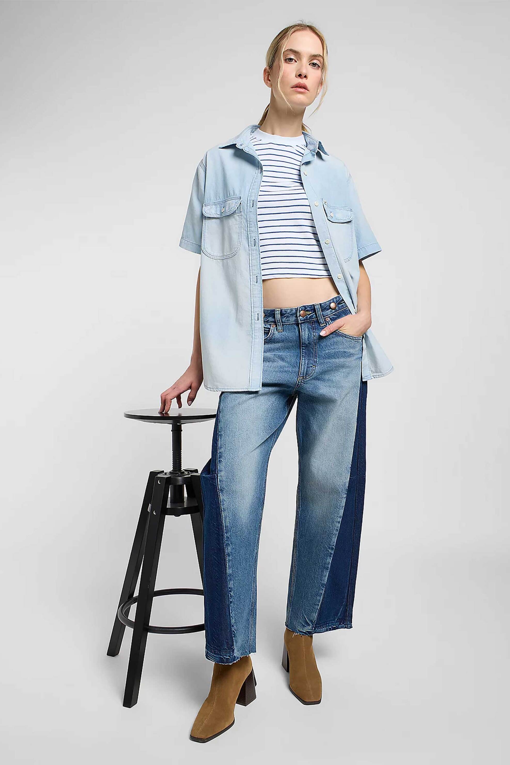 Lee Lee® γυναικείο πεντάτσεπο τζιν παντελόνι cropped Loose Fit 