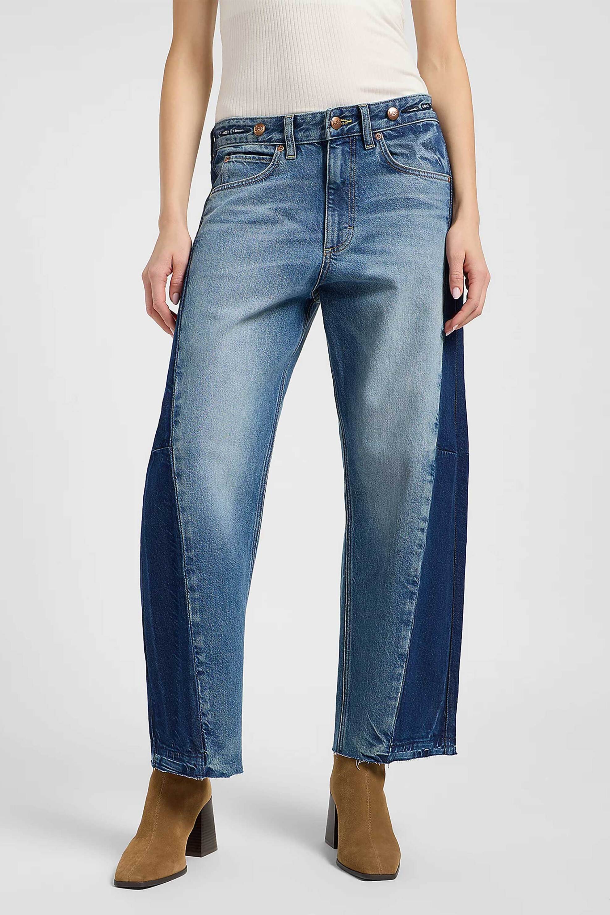 Lee® γυναικείο πεντάτσεπο τζιν παντελόνι cropped Loose Fit "Rider" - 112363569 Denim Blue φωτογραφία