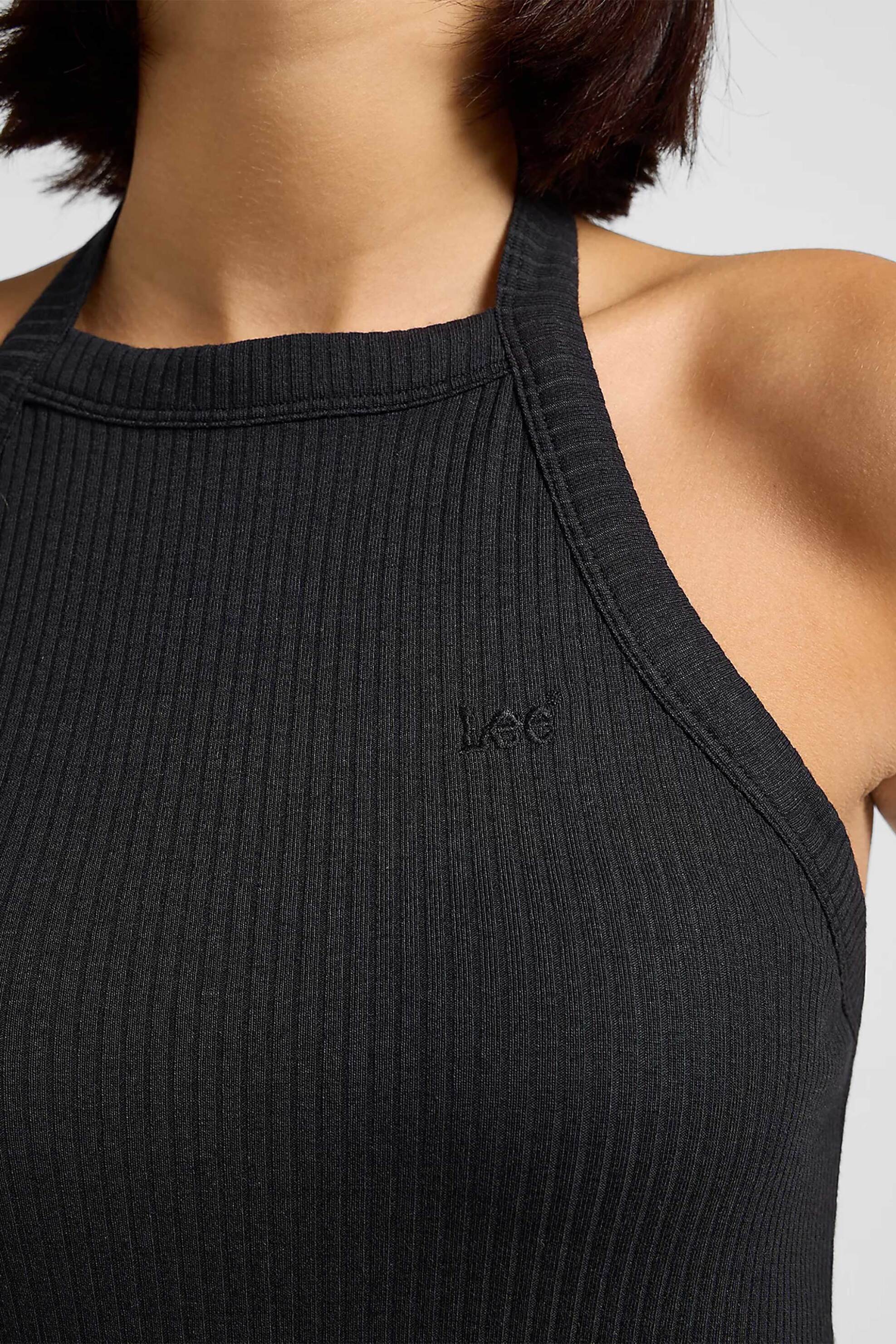 Lee® γυναικείο αμάνικο τοπ ribbed μονόχρωμο Slim Fit "Halter" - 112363638 Μαύρο φωτογραφία