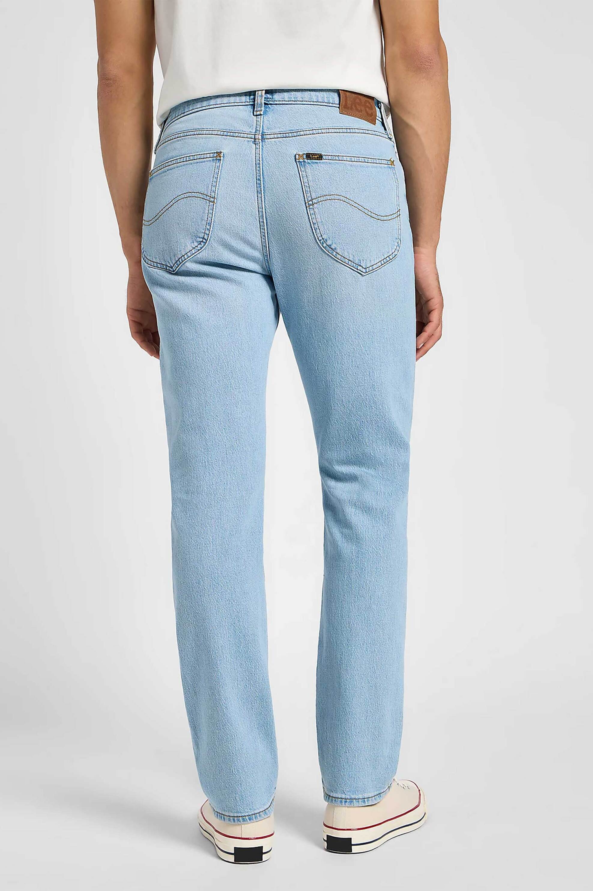 Lee Ανδρικό Τζιν Παντελόνι με Logo Patch Straight Fit West - 112358052 Denim Blue Ανοιχτό