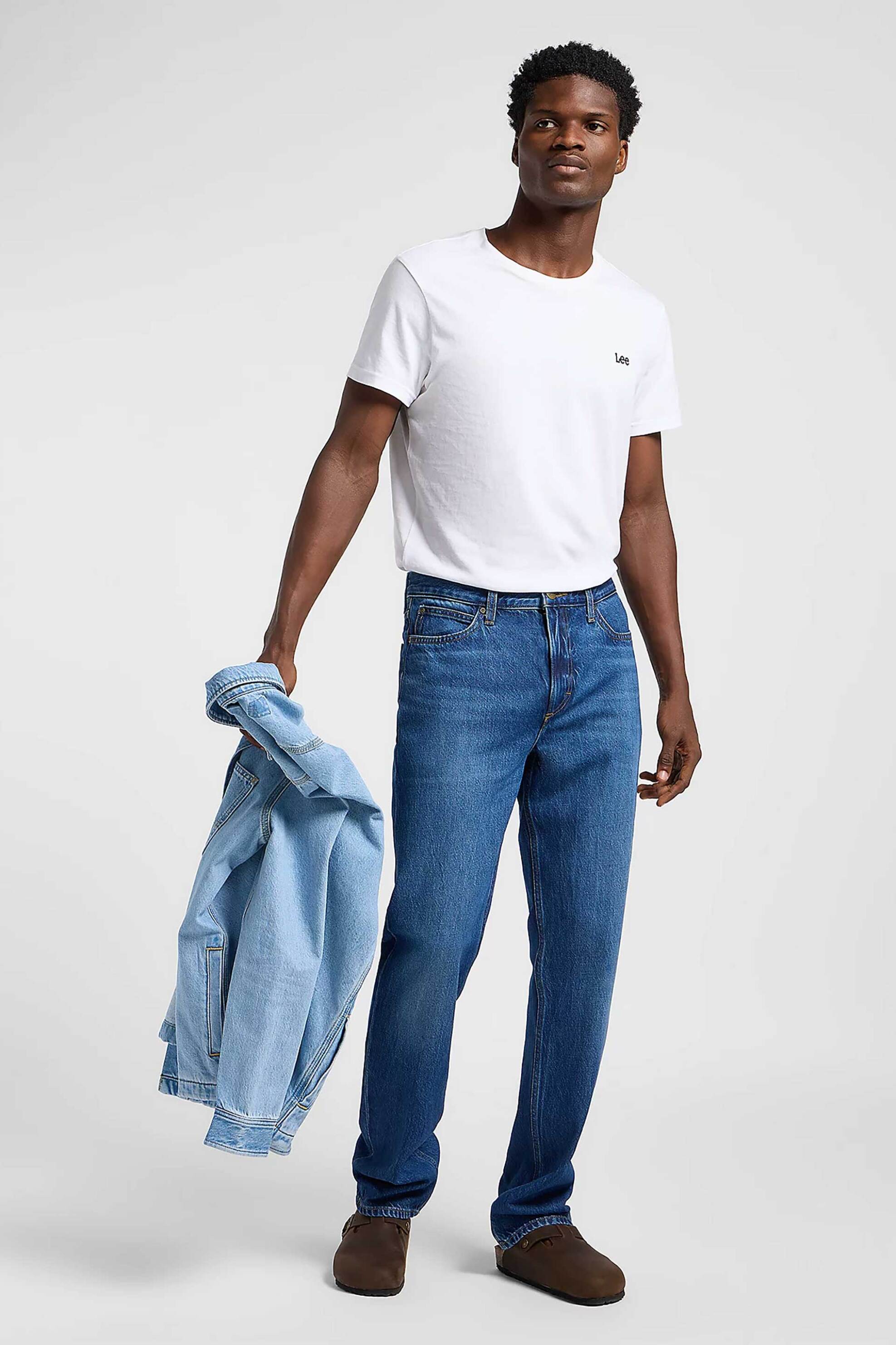 LEE Lee® ανδρικό τζιν παντελόνι με logo patch Straight Fit - 112364167 Denim Blue Σκούρο