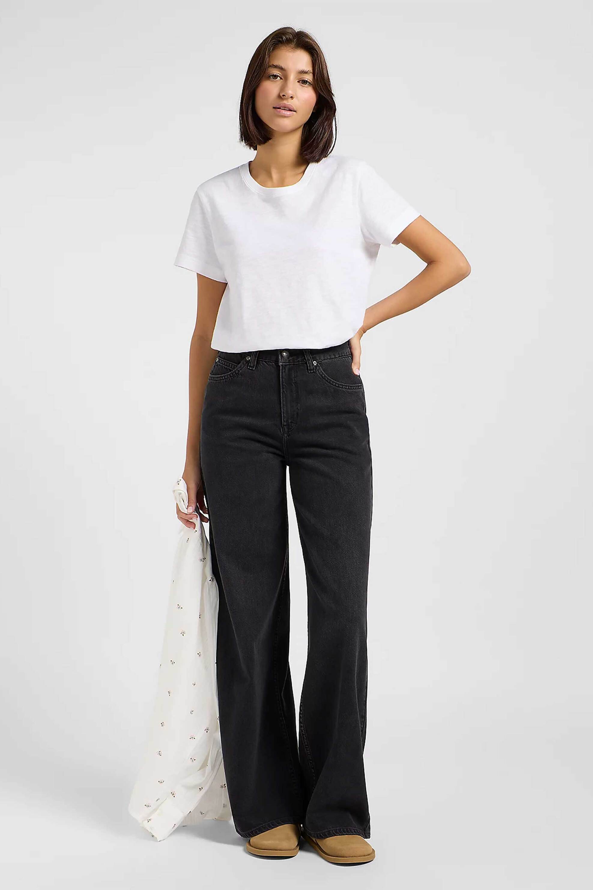 LEE Lee® γυναικείο τζιν ψηλόμεσο με logo patch Relaxed Fit "Stella" - 112363522 Μαύρο