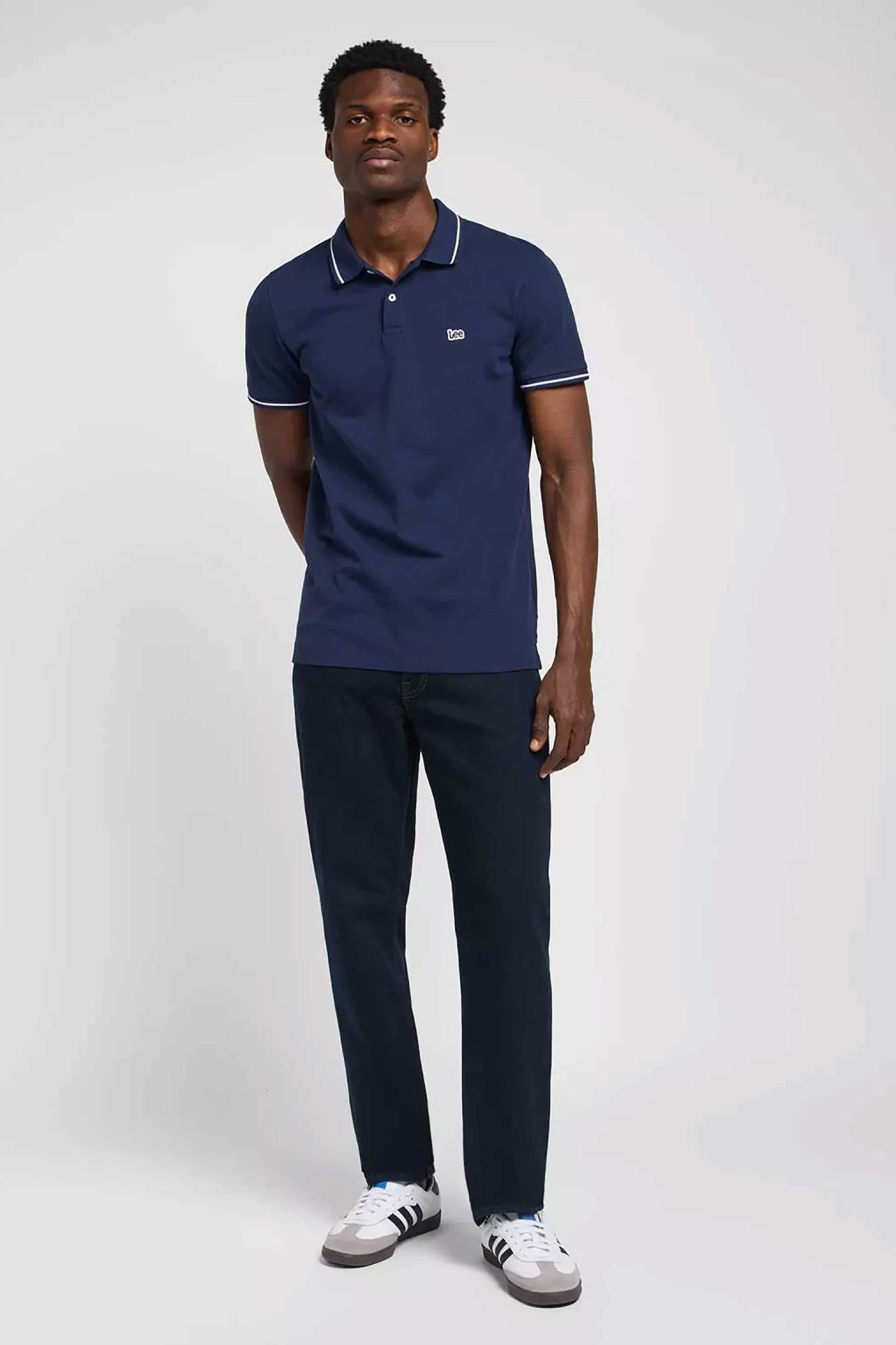 Lee® ανδρικό τζιν παντελόνι πεντάτσεπο Straight Fit "Brooklyn" - 112140134 Σκούρο Μπλε