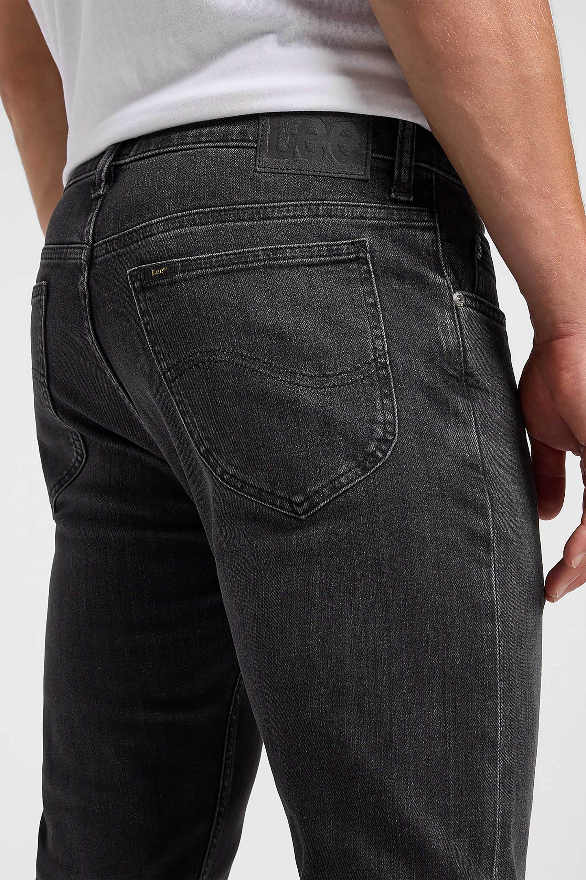 Lee Ανδρικό Τζιν Παντελόνι Πεντάτσεπο Slim Straight Fit Rider - 112363851 Μαύρο
