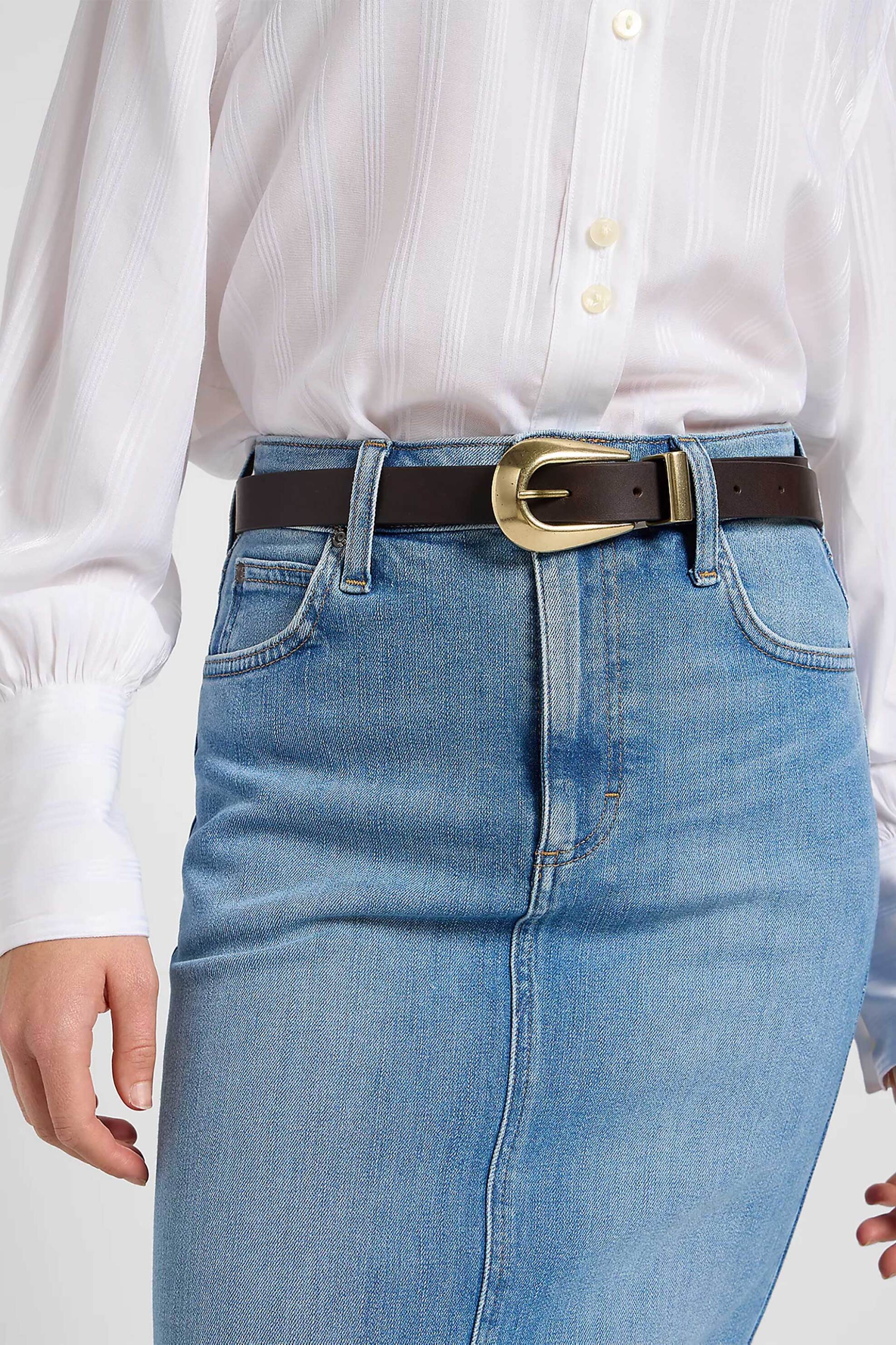 Lee® γυναικεία δερμάτινη ζώνη με μεταλλική αγκράφα "Lady" - 112372686 Καφέ φωτογραφία