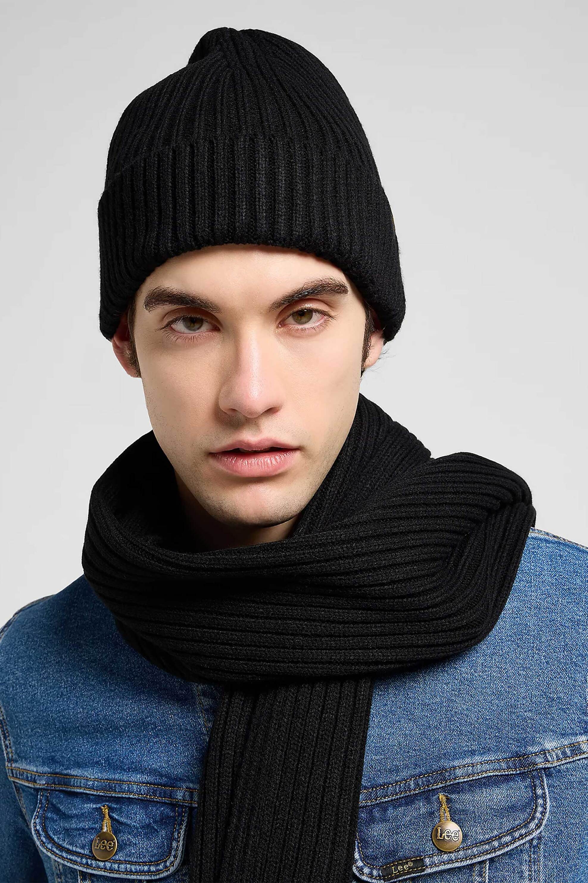 Lee® ανδρικό σετ κασκόλ και σκουφάκι (2 τεμάχια) - 112372695 Μαύρο